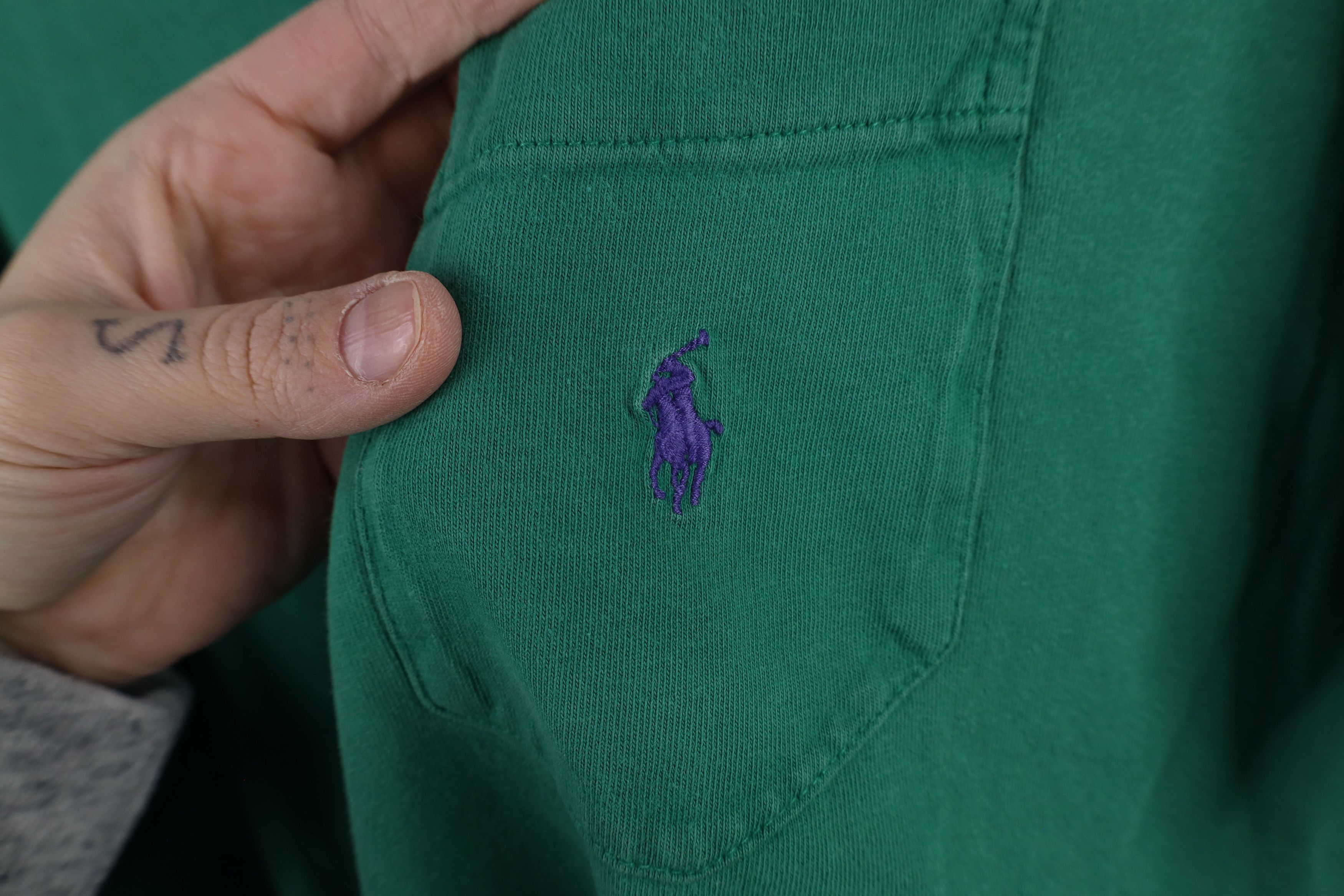 Ralph Lauren × Vintage Vintage 90s Ralph Lauren Short Sleeve Pocket T-Shirt Green Size US XL / EU 56 / 4 - 5 Thumbnail