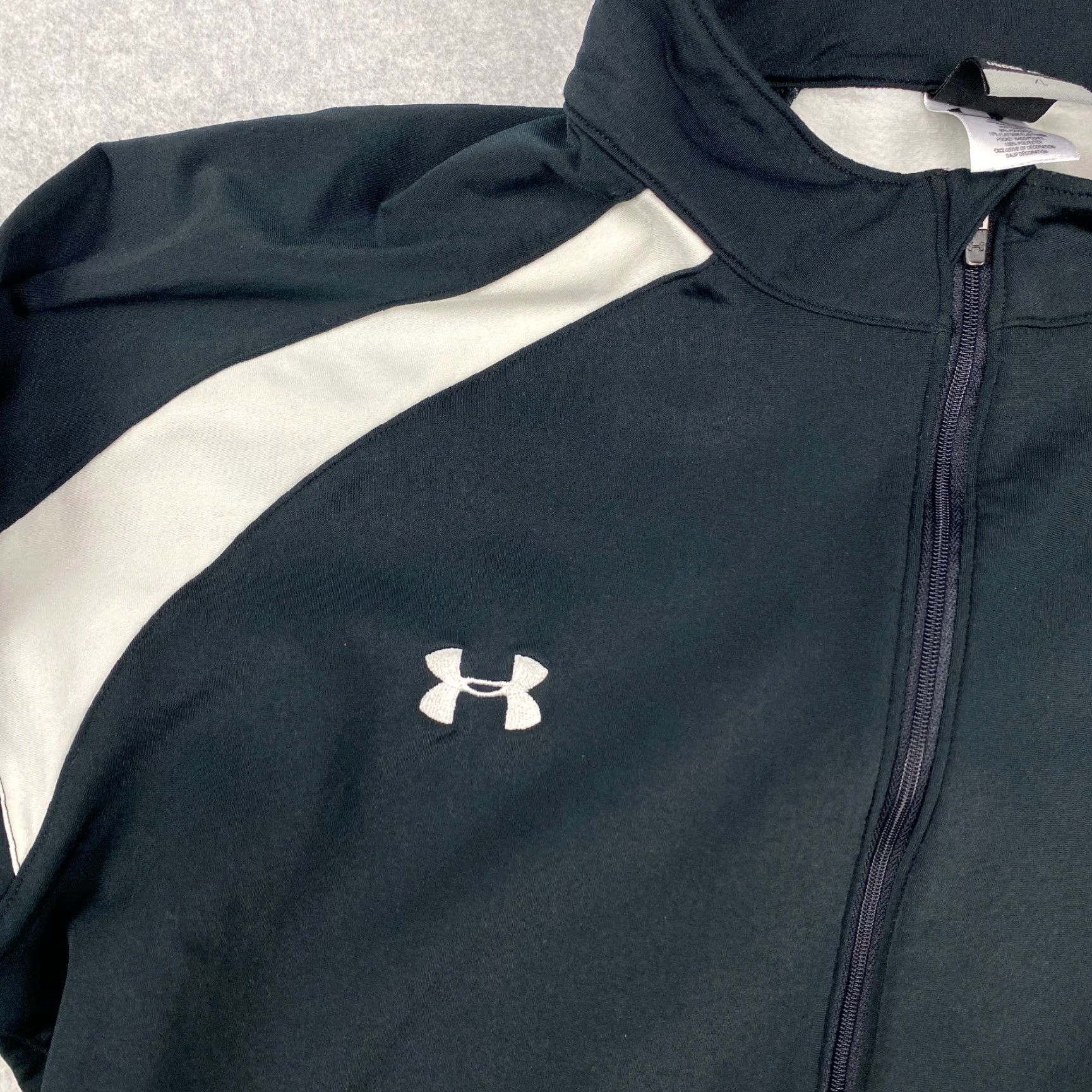 Under Armour VINTAGE? No — Under Armour Jacket Mens XL Black Full Zip Windbreaker Lined Fleece Pockets Logo Zip Size US XL / EU 56 / 4 - 4 Thumbnail