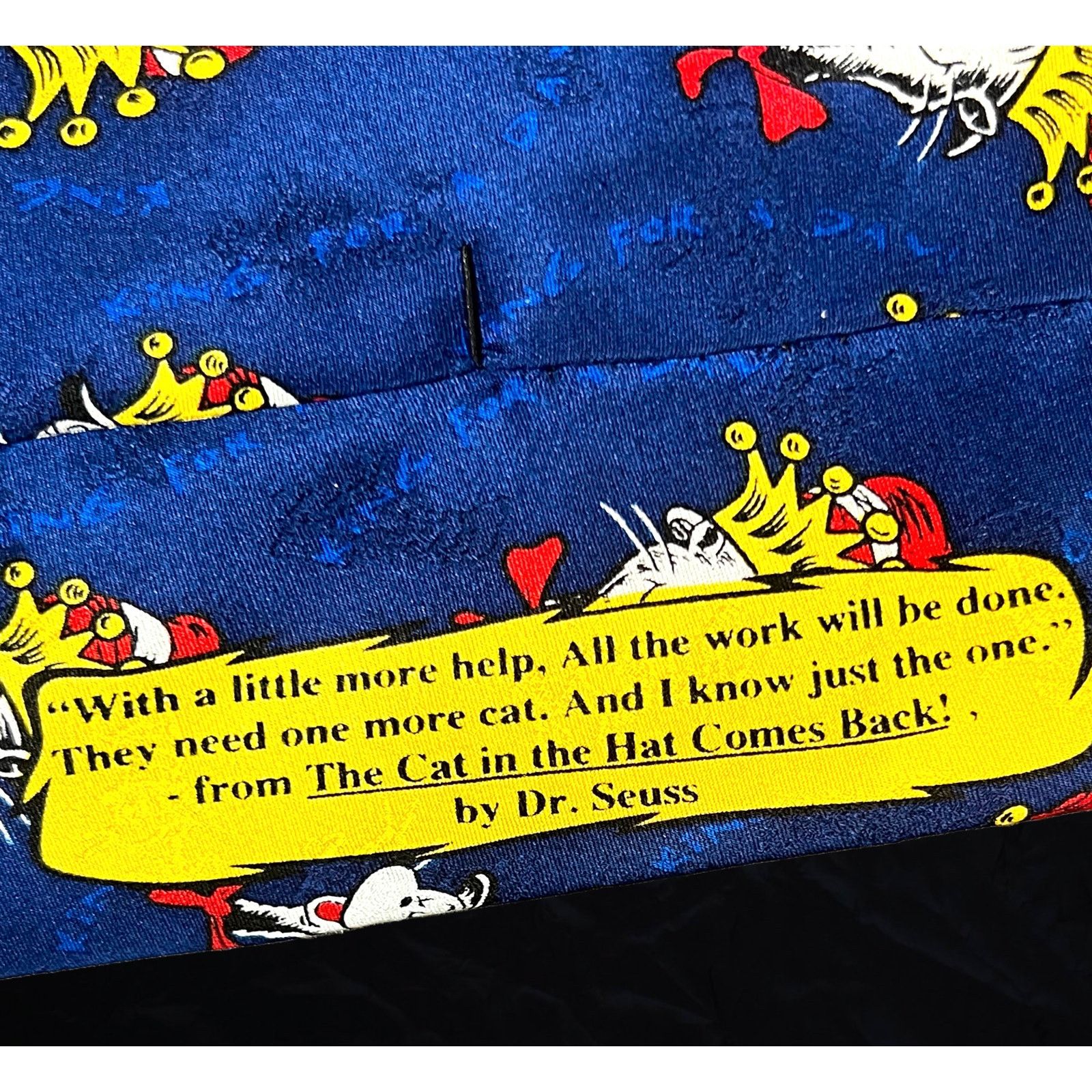Vintage Dr Seuss Cat in the Hat Dark Blue Tie - 1994 Size ONE SIZE - 8 Thumbnail