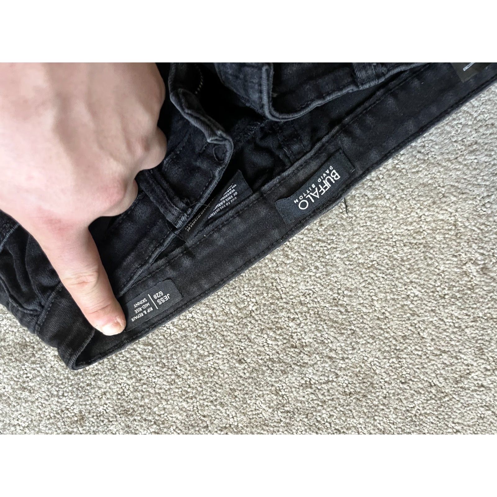 Buffalo David Bitton Buffalo David Bitton Jess Jeans Womens 6 Regular 28 Black Distressed 5-Pocket Denim Skinny Modern Classic Size 28" / US 6 / IT 42 - 5 Thumbnail