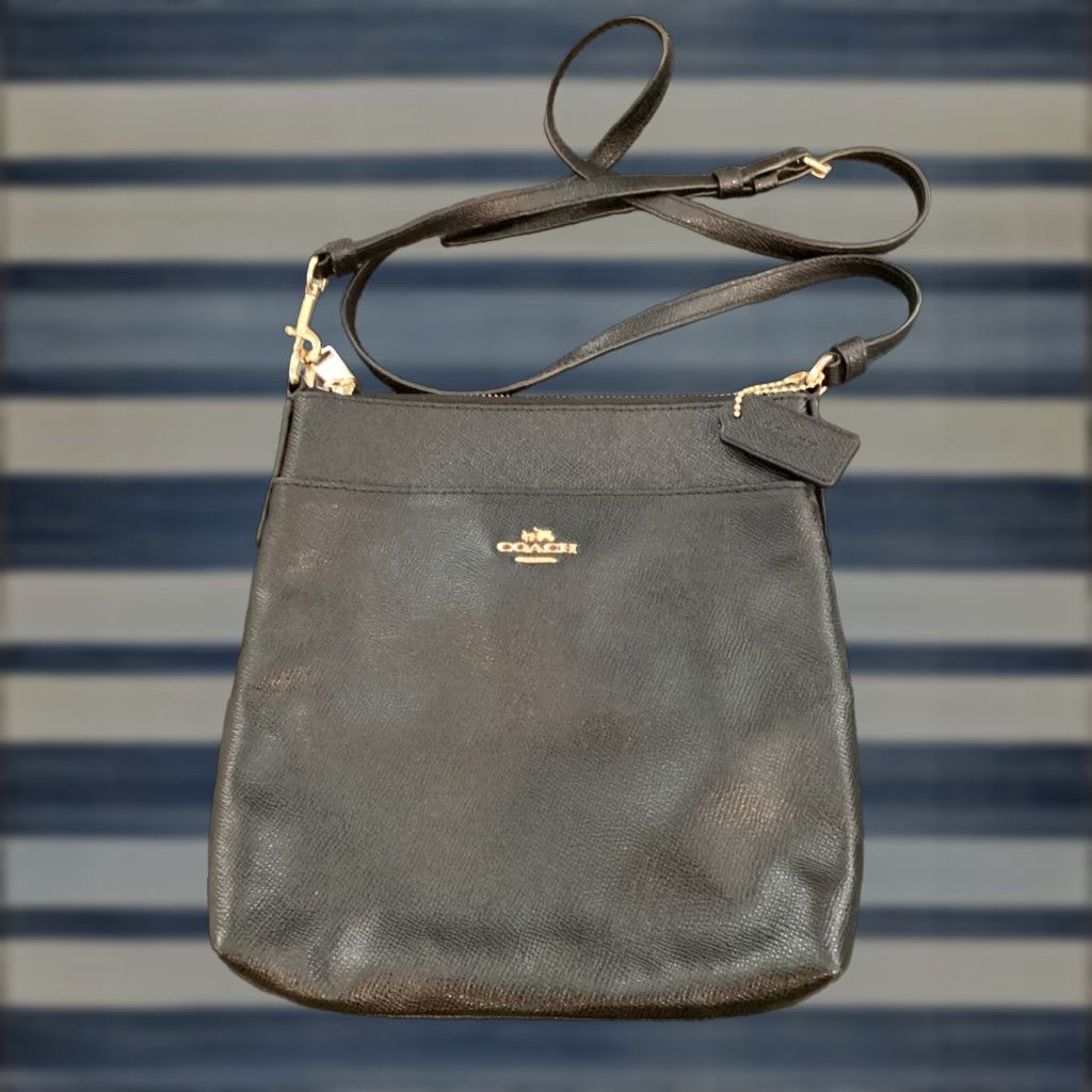 Coach VINTAGE Coach Kitt Messenger Crossbody Black/Gold Leather Small File Bag (Medium) Womens Size ONE SIZE - 1 Thumbnail