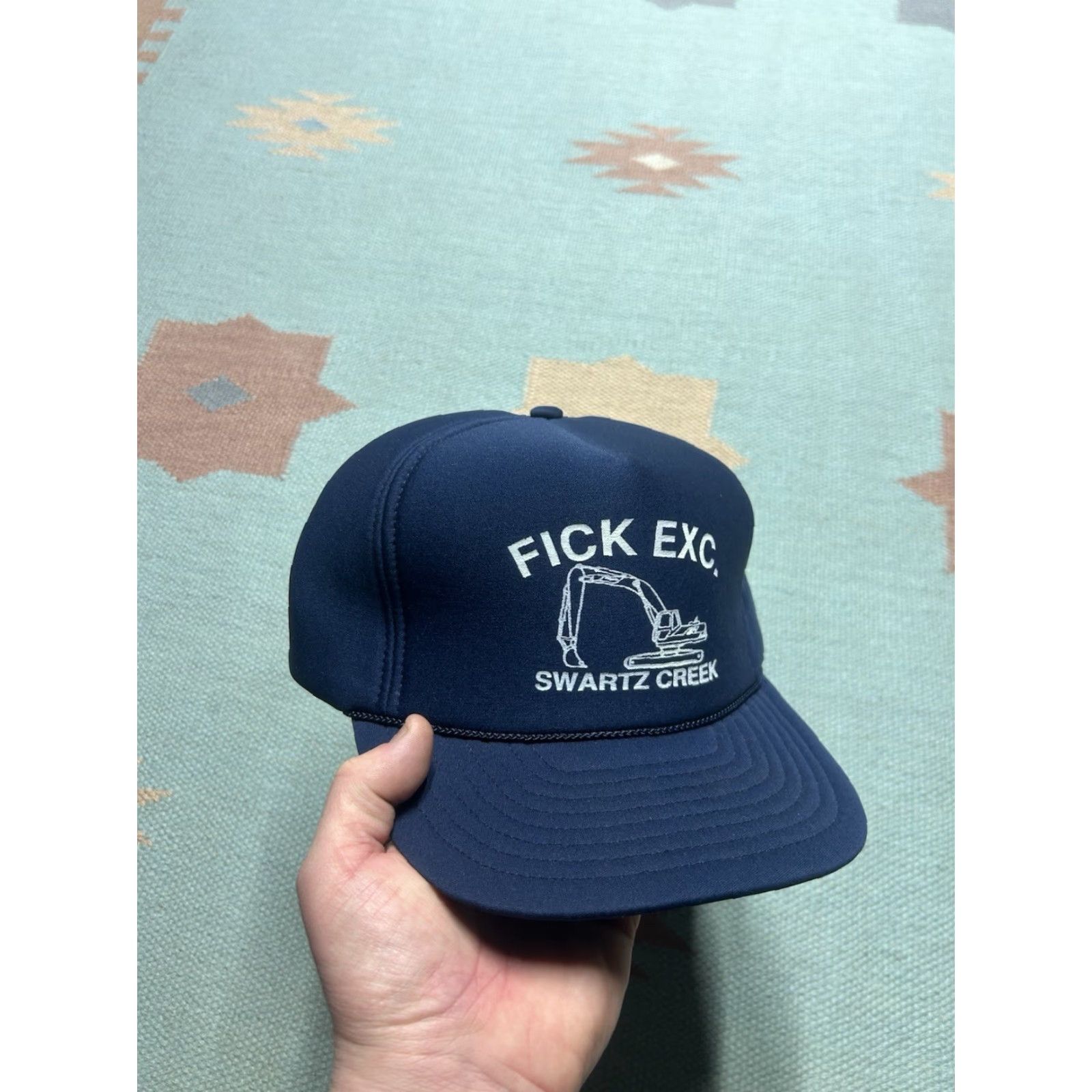 Vintage VINTAGE NISSIN Foam Snapback Hat Navy Blue Adjustable Men Michigan Fick Excavating Construction Cap Size ONE SIZE - 2 Thumbnail