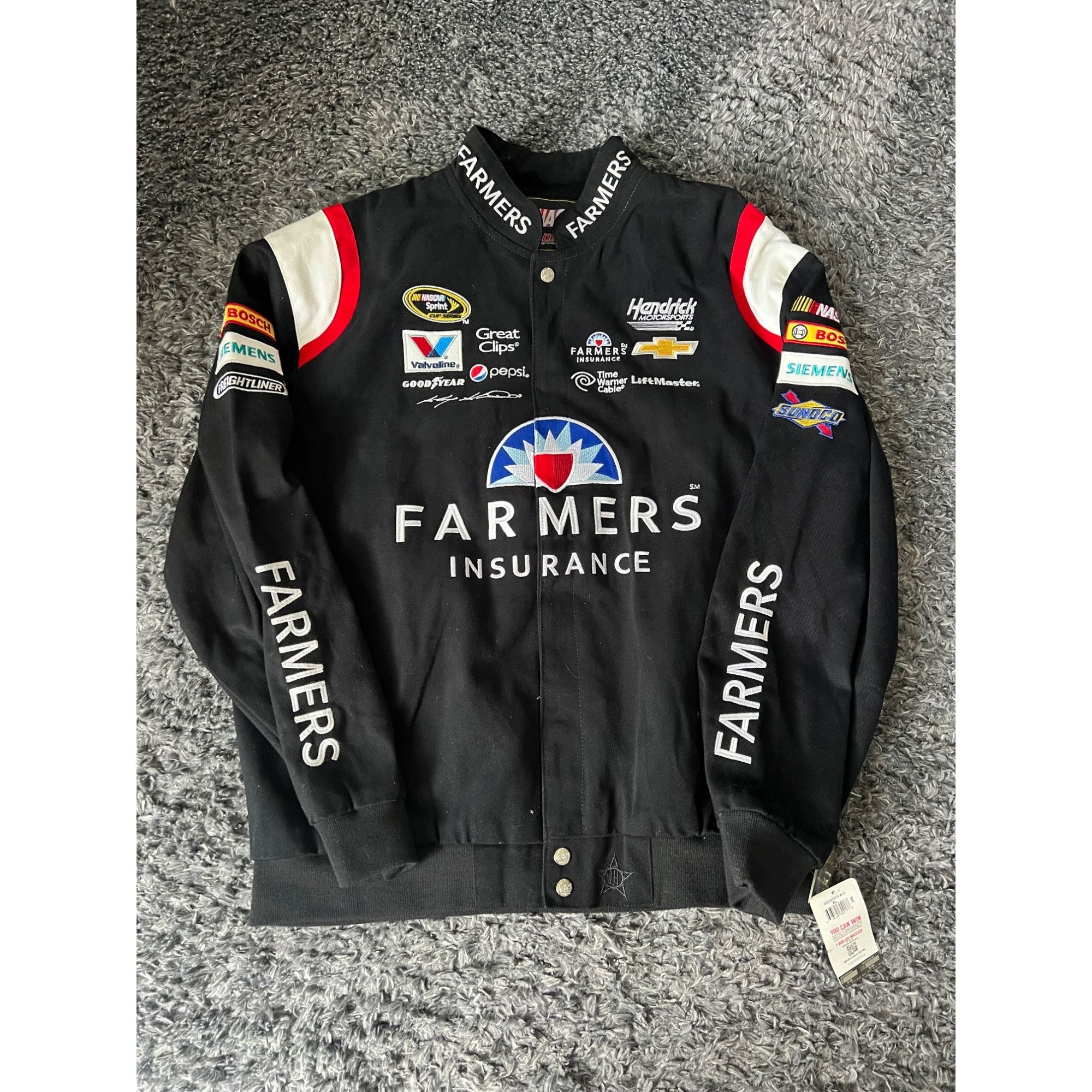 image of Vintage Jeff Hamilton Designs Kasey Kahne Famers Insurance B in Black, Men's (Size XL)