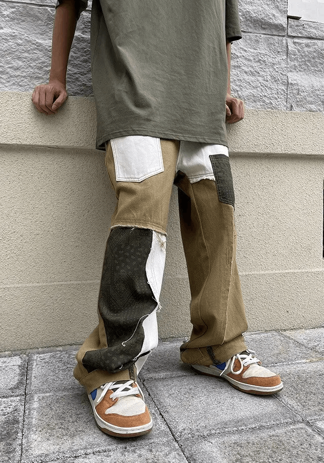 Japanese Brand × Vintage Khaki bandana patchwork grunge pants aesthetic Size US 32 / EU 48 - 1 Thumbnail