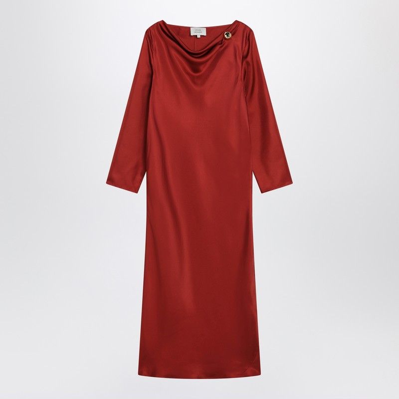 Loulou de Saison Loulou De Saison Zoya Dress In Red Silk Twill Size ONE SIZE - 1 Thumbnail