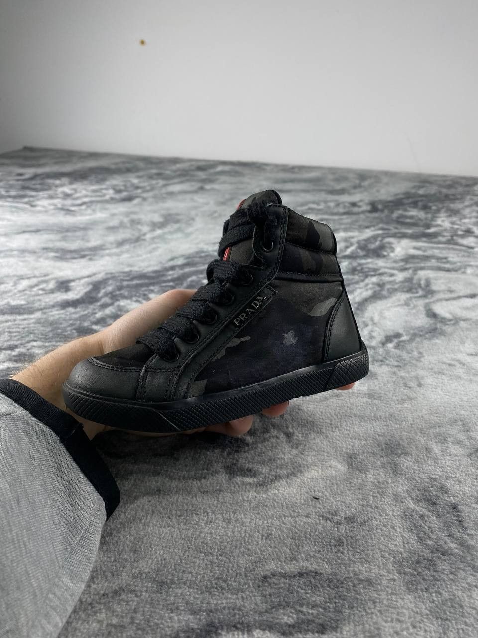 Prada Prada Camo High Top Sneakers Kids Size 24 Black Size US 5 / EU 37 - 10 Thumbnail