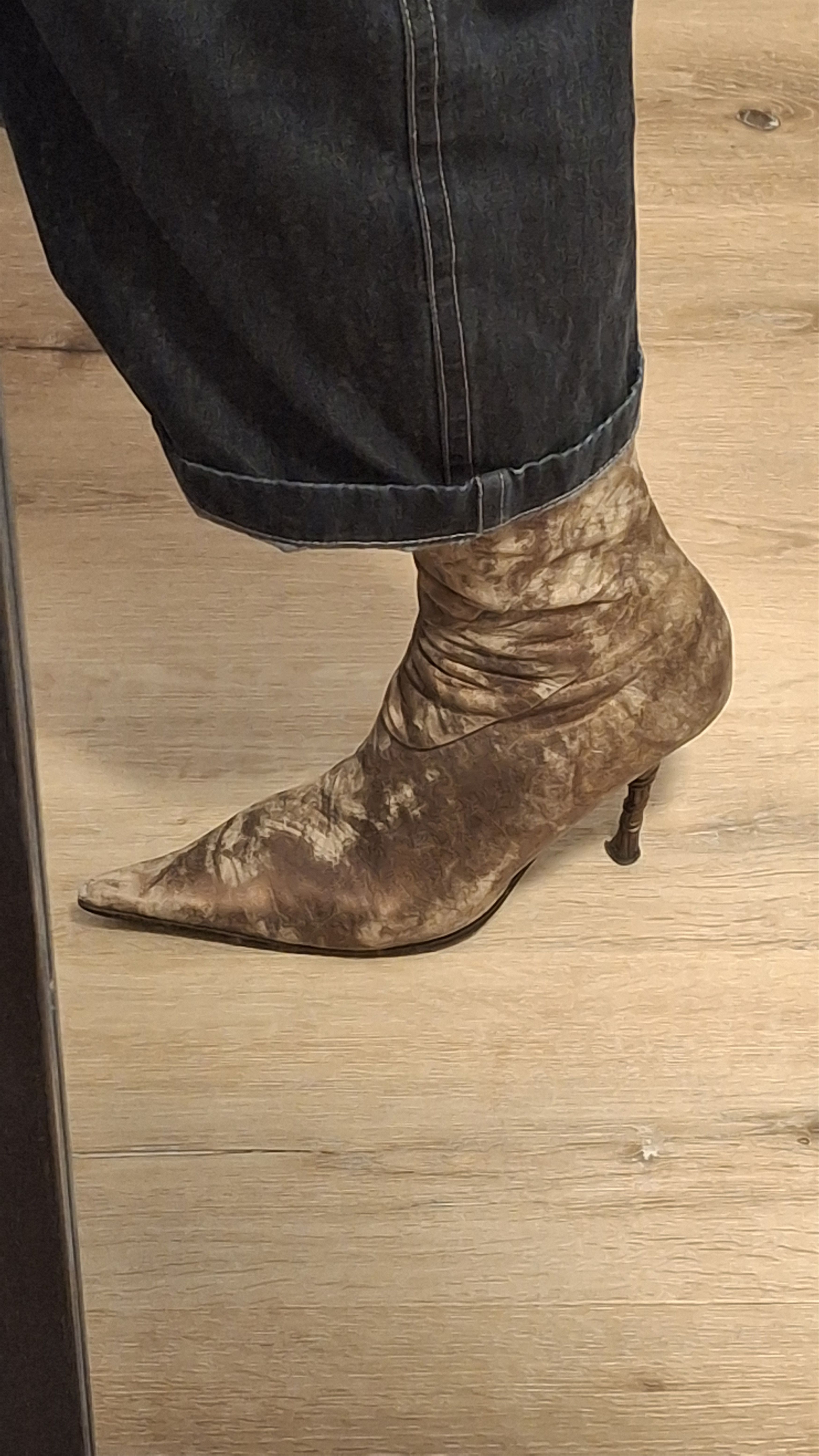Vintage Y2K Bronze Leather Heeled Boots EU 37 Size US 7 / IT 37 - 4 Thumbnail