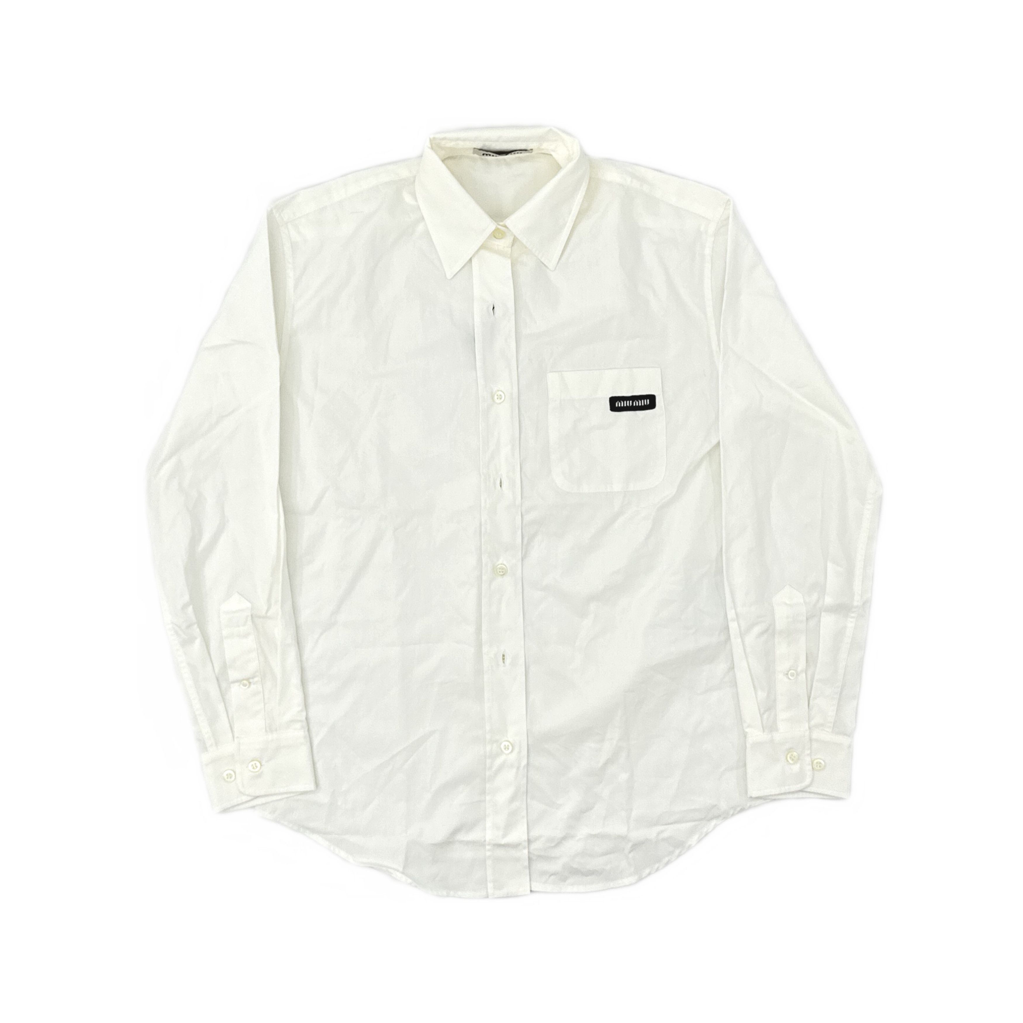 Miu Miu Miu Miu Logo Patch Button Up Shirt Size 36 | Grailed