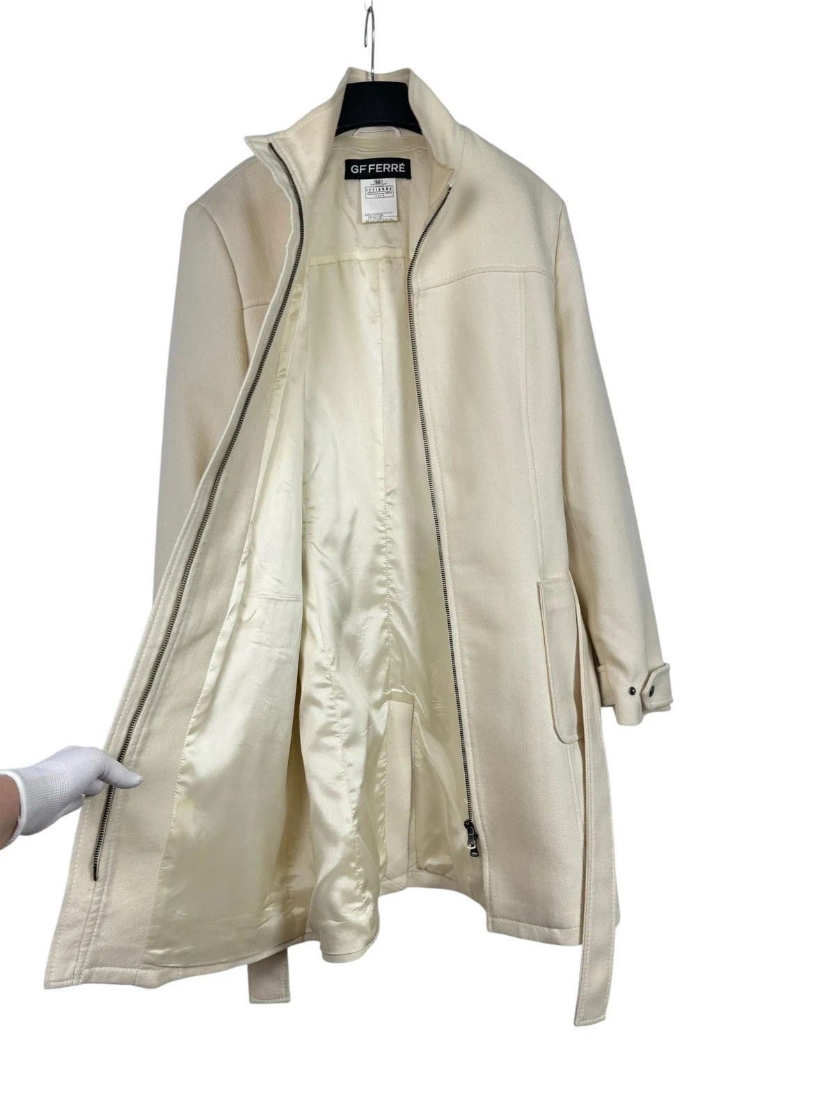 Gianfranco Ferre GF Ferre Wool Long Coat Belted Ivory size M Size M / US 6-8 / IT 42-44 - 14 Thumbnail