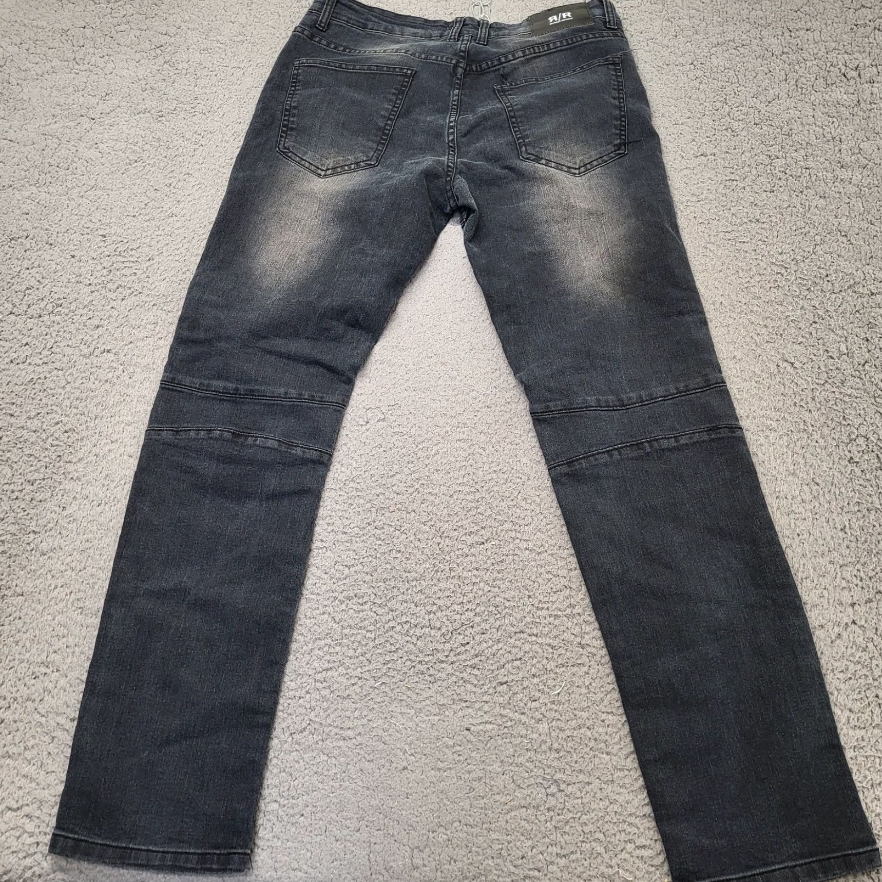 Vintage Refinery Republic Jeans Men’s 34x32 Slim Straight Denim Moto Dark Biker Style Charcoal Gray Jeans Mens Size US 34 / EU 50 - 4 Thumbnail