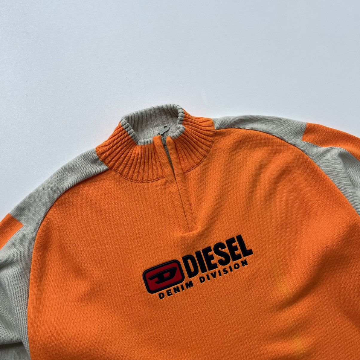 Diesel × Vintage Diesel Denim Division Vintage Half Zip Knit Sweater Orange Size US XL / EU 56 / 4 - 2 Thumbnail