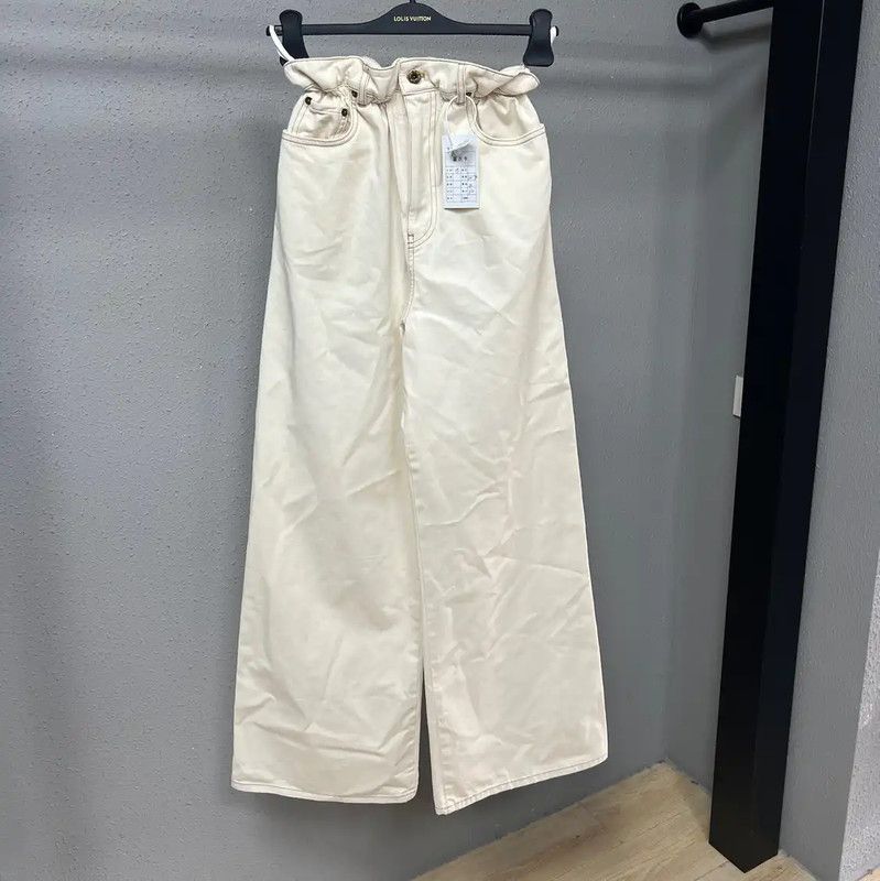 Miu Miu Miu Miu Women's Cotton Denim Pants in Ivory 0089 Size 23" - 1 Thumbnail