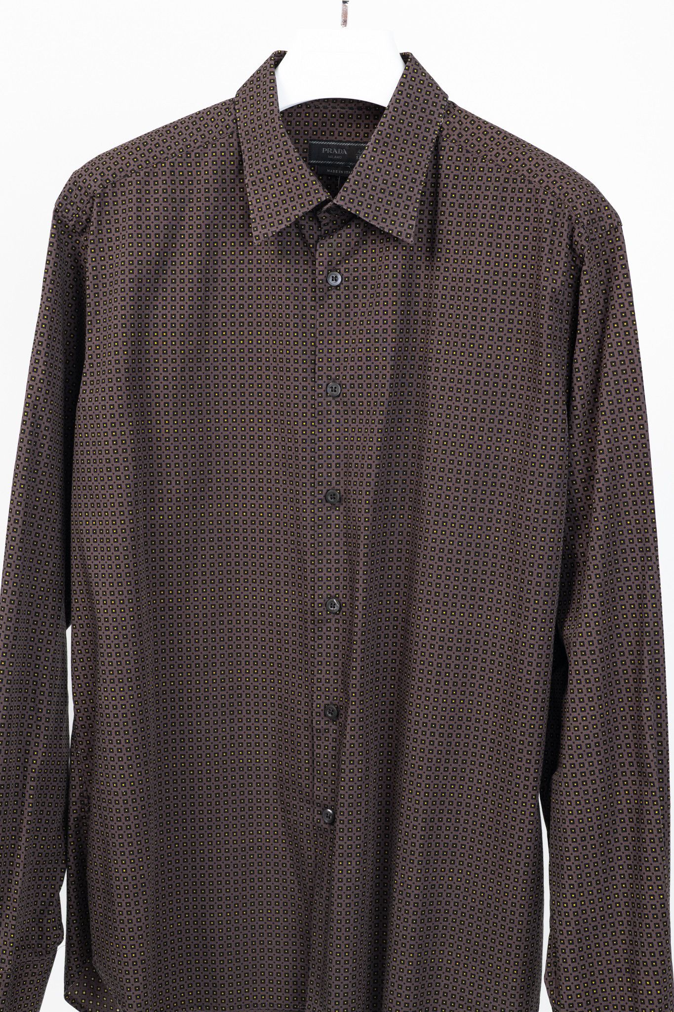Prada Prada Dotted-Square-Print Cotton-Poplin Buttoned Shirt Size US XL / EU 56 / 4 - 3 Thumbnail