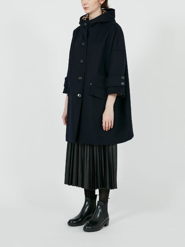Mackintosh Humbie Black Wool Hooded Overcoat