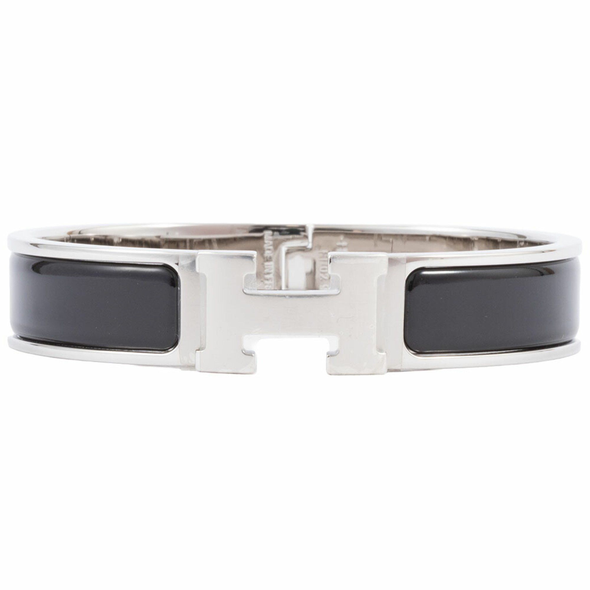 Hermes Hermes Enamel Bracelet Click H Bangle H700001 FP01PM Metal Black Silver Women's HERMES Size ONE SIZE - 1 Thumbnail
