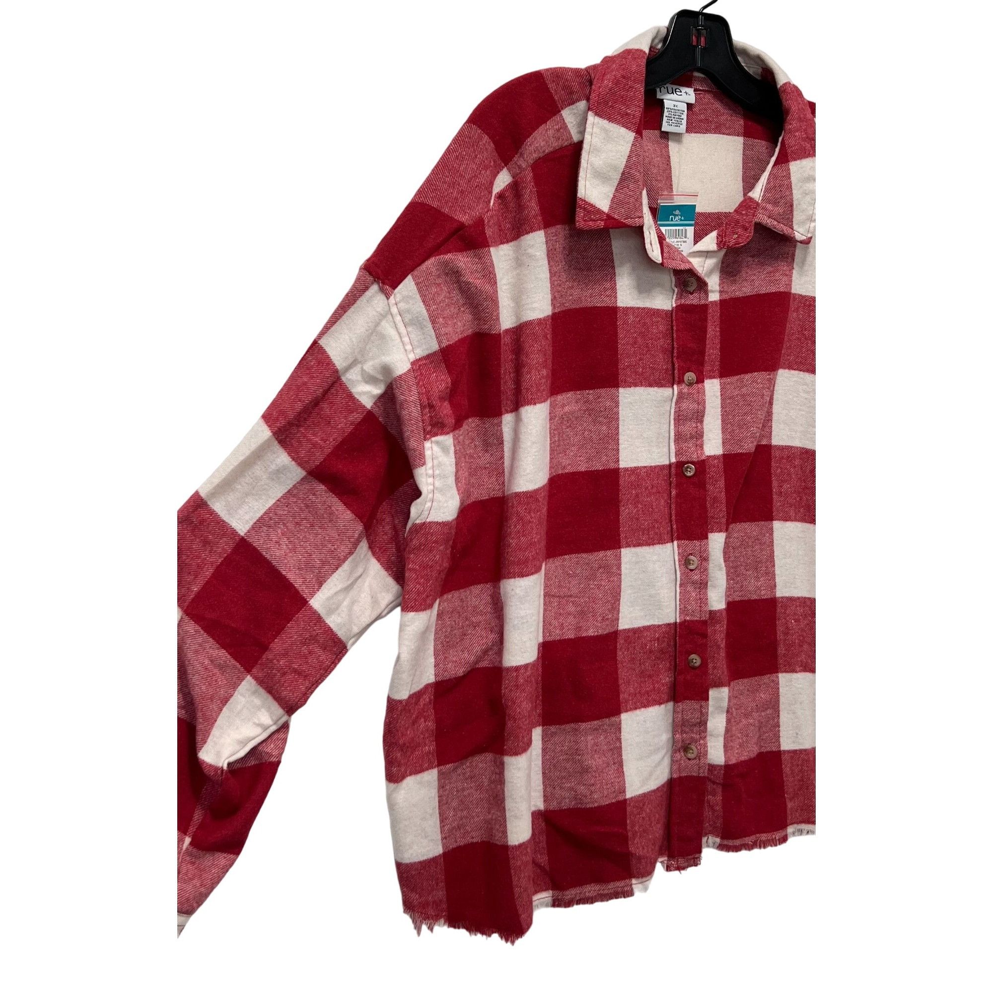 Other Rue + - Women's Long Sleeve Plaid Shirt - Red/White - 3X Size 3XL / US 20-22 - 11 Thumbnail