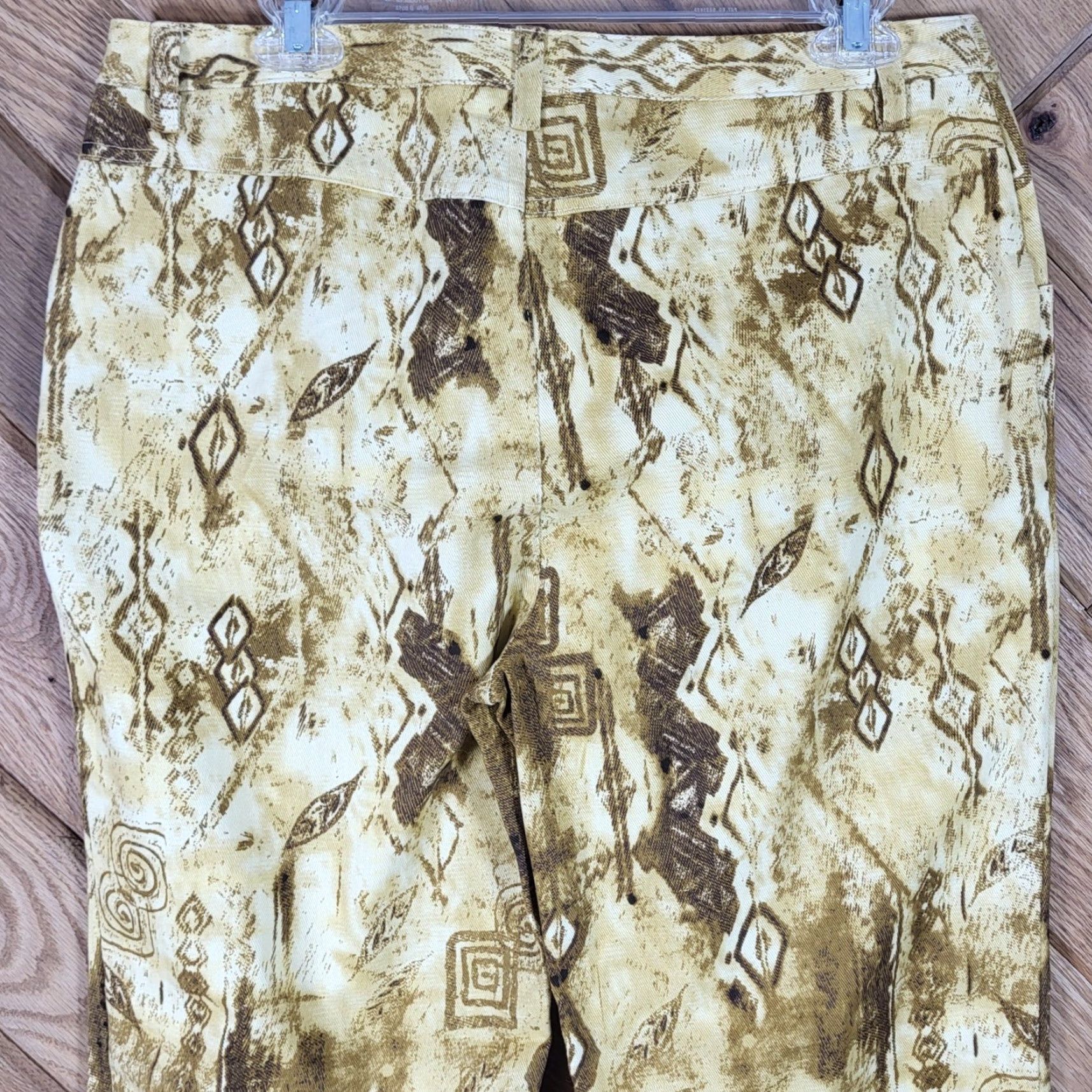 Vintage c.l.o.t.h.e.s. Pants Women Size 12 Tan Brown Geometric Tribal Bohemian Stretch Cotton Blend Twill Casual Vintage: No Size 34" / US 12 / IT 48 - 5 Thumbnail