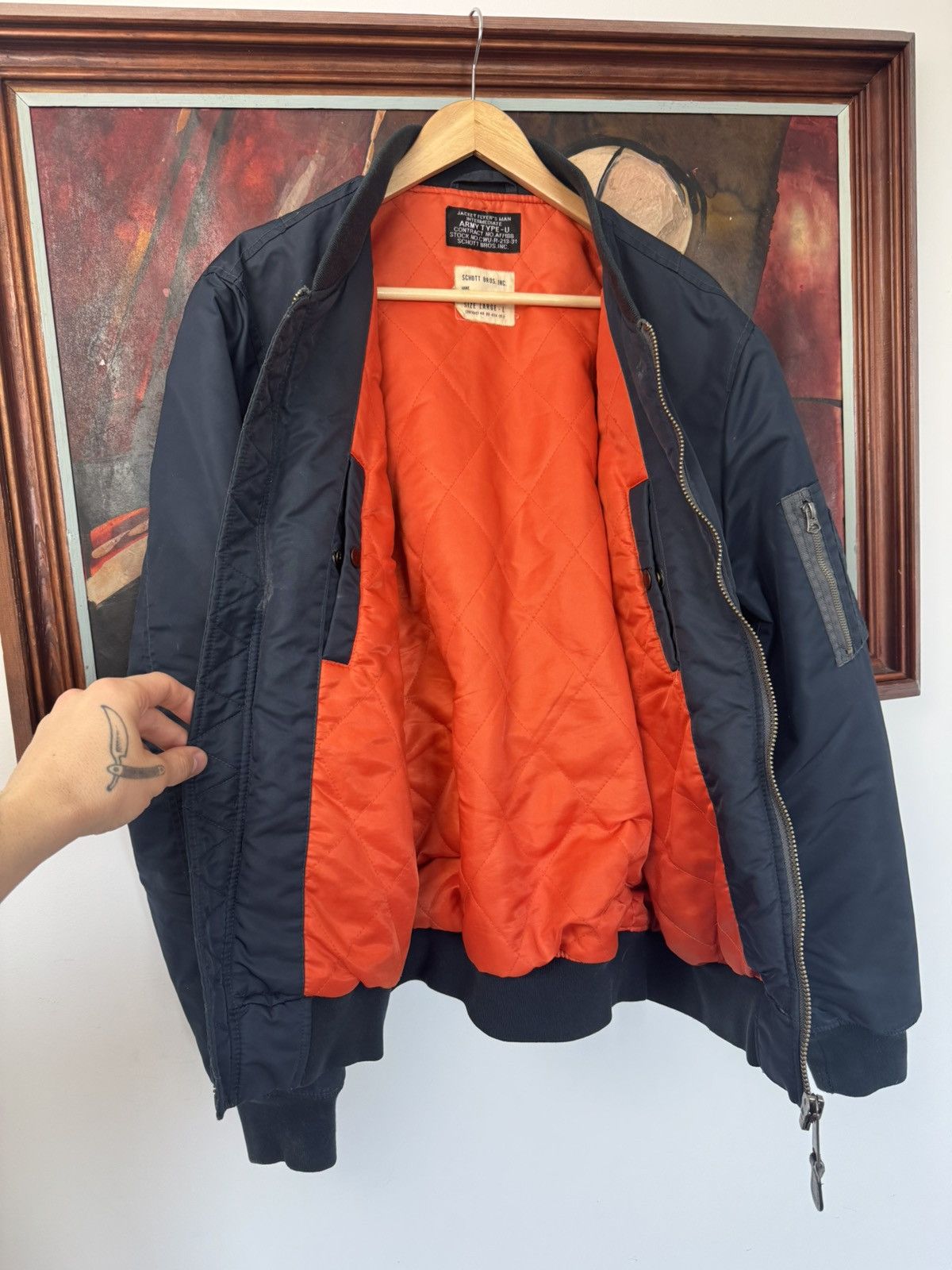 Schott Schott Ma1 Flyer Vintage Nylon Bomber Jacket BoxyFit Army Size US L / EU 52-54 / 3 - 2 Thumbnail