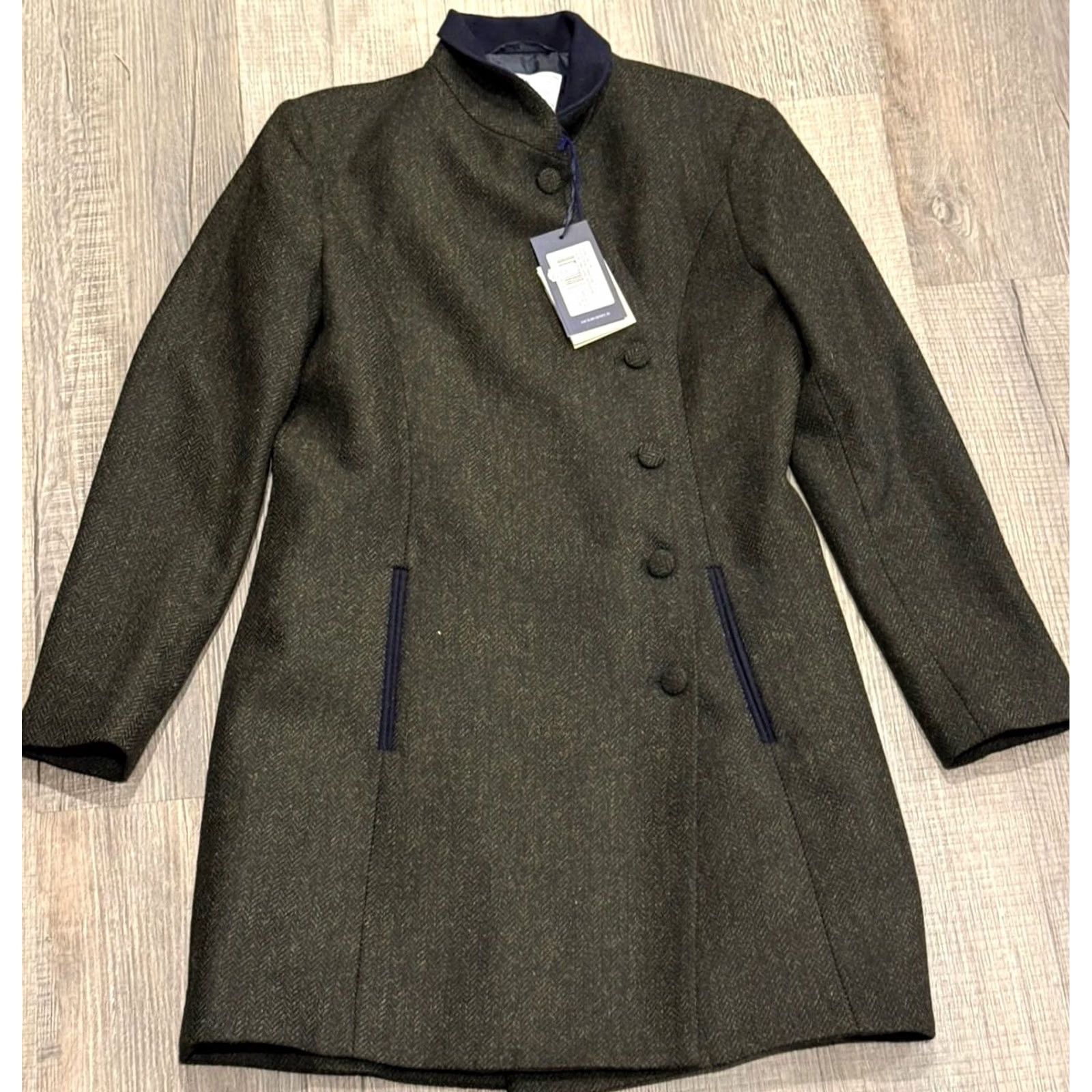 Vintage Jack Murphy Wool Robin Tweed Coat Green Herringbone 100% Wool Single-Breasted Lined Button Closure Women Size 6 NWT Vintage No Size M / US 6-8 / IT 42-44 - 3 Thumbnail