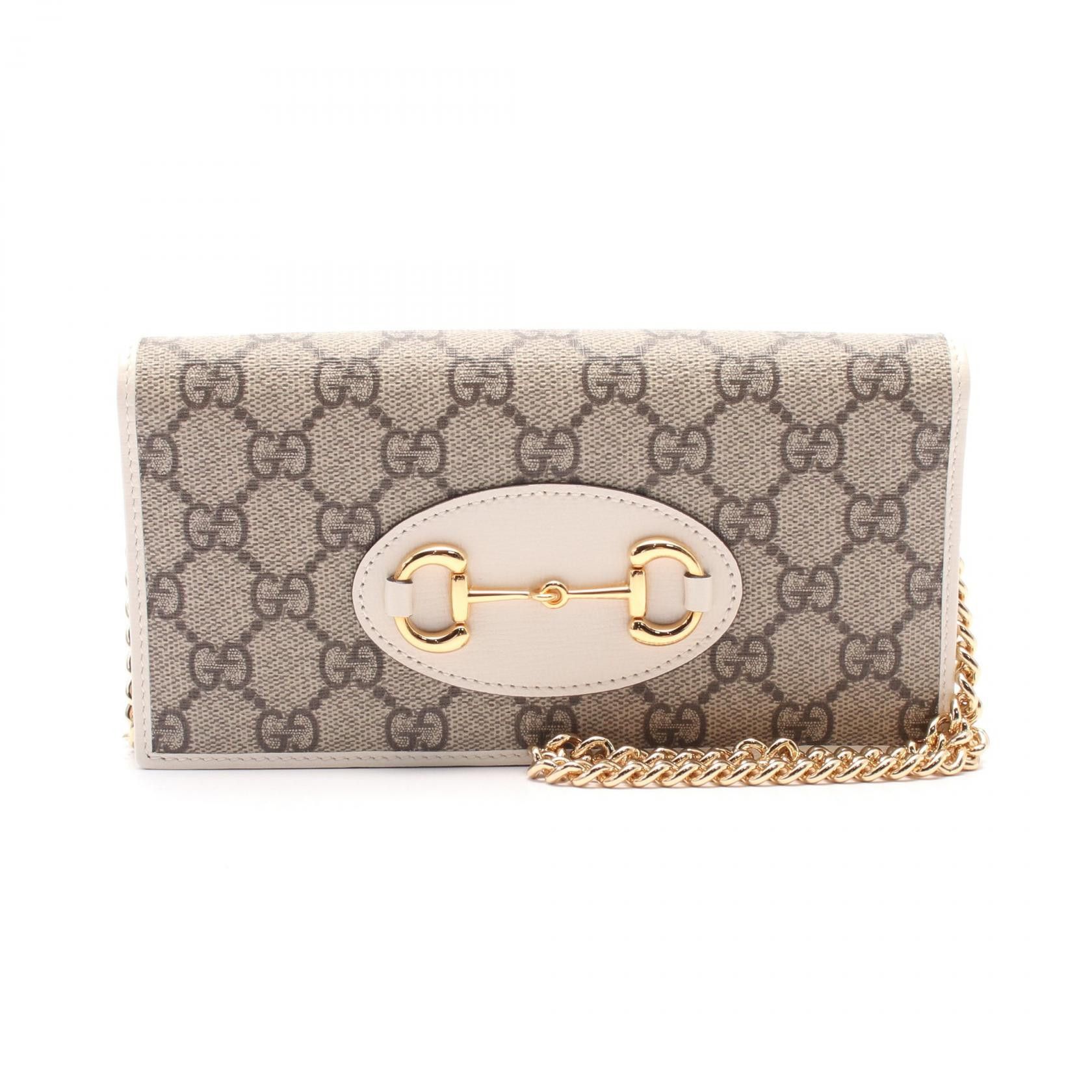 Gucci Gucci Horsebit 1955 GG Supreme Coated Canvas Shoulder Bag Canvas Shoulder Bag 621892 in Beige, Women's