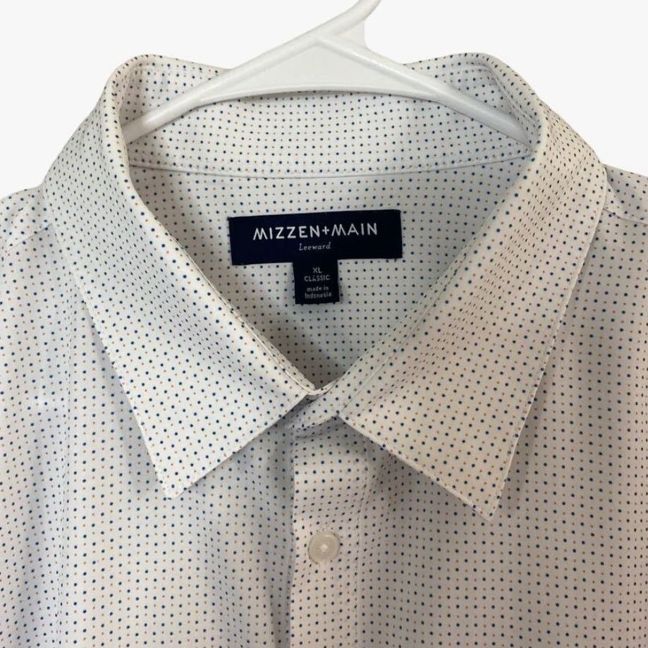 Mizzen+Main Mizzen + Main Leeward Button Up Dress Shirt Blue Rose Dot Print Mens XL Size 46R - 7 Thumbnail