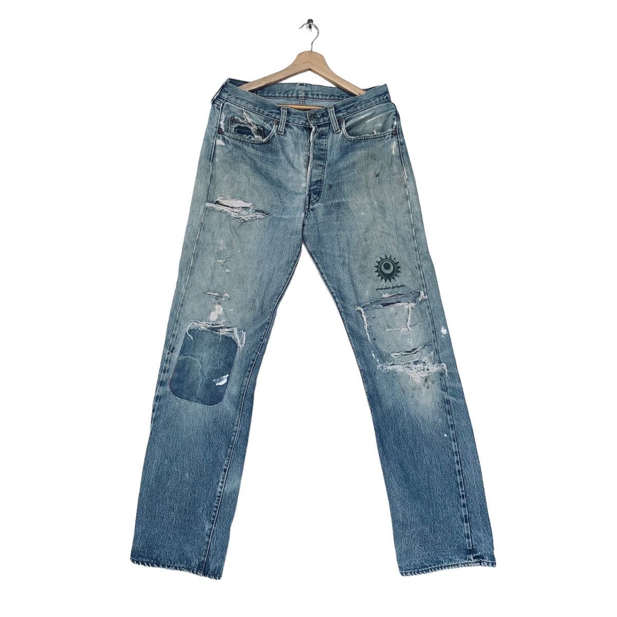 image of Distressed Denim x Levis 70's Levis 501 Red Line Selvedge Jeans in Blue, Men's (Size 33)