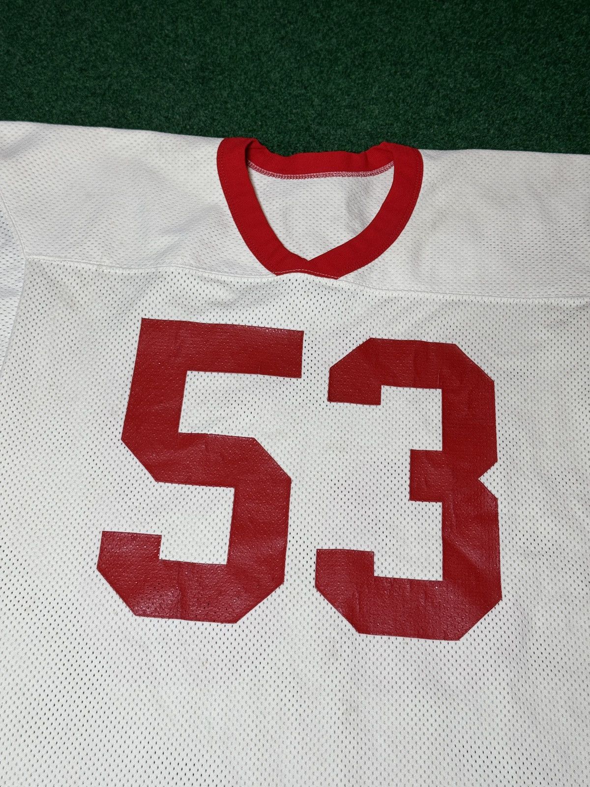 Russell Athletic × Vintage 70s Russell Athletic #53 Blank White Red Football Jersey Size US L / EU 52-54 / 3 - 2 Thumbnail