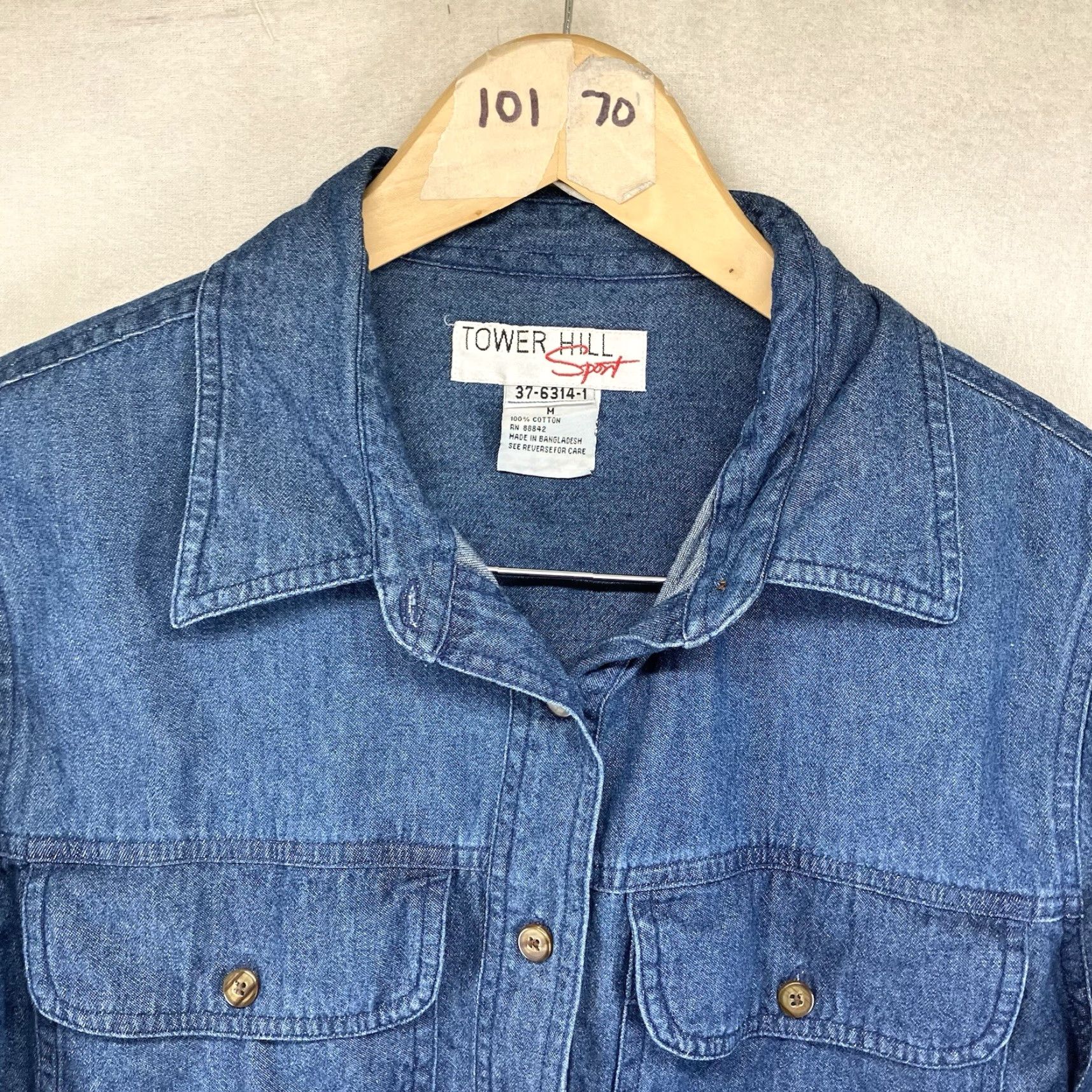 Denime VINTAGE 90s Women's Denim Shacket Medium Blue Jean Button-Up Shacket Casual Western Cowgirl 100% Cotton A Size M / US 6-8 / IT 42-44 - 4 Thumbnail
