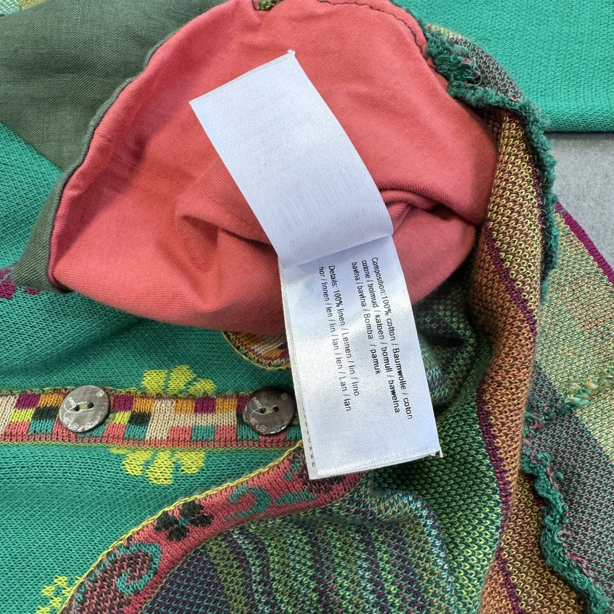 Vintage Ivko Handwritten Emotion Emerald Linen Sweater Cardigan Size XS / US 0-2 / IT 36-38 - 16 Thumbnail