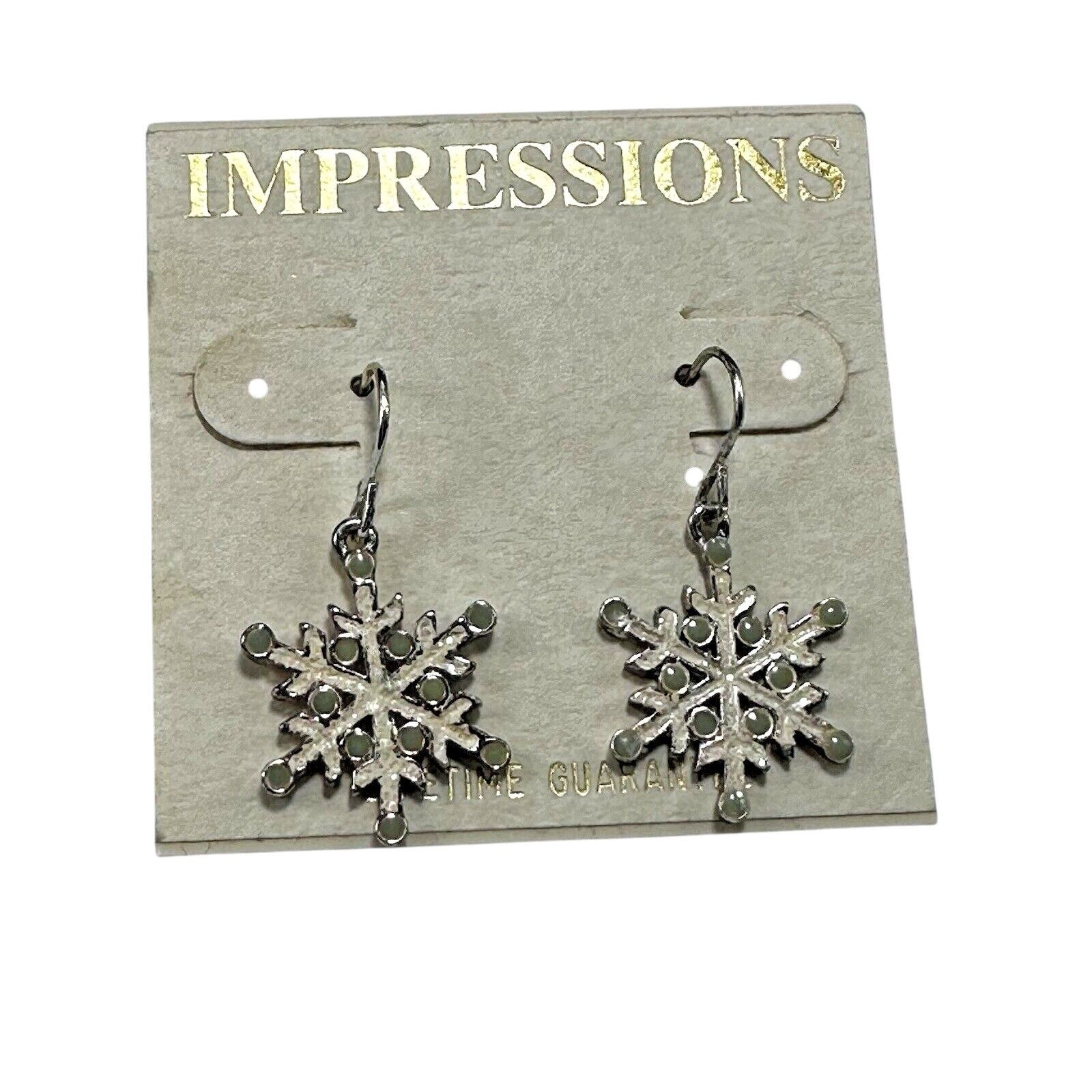 Unknown London Impressions Snowflake Sparkling Earrings Hoop Dangling Size ONE SIZE - 1 Thumbnail