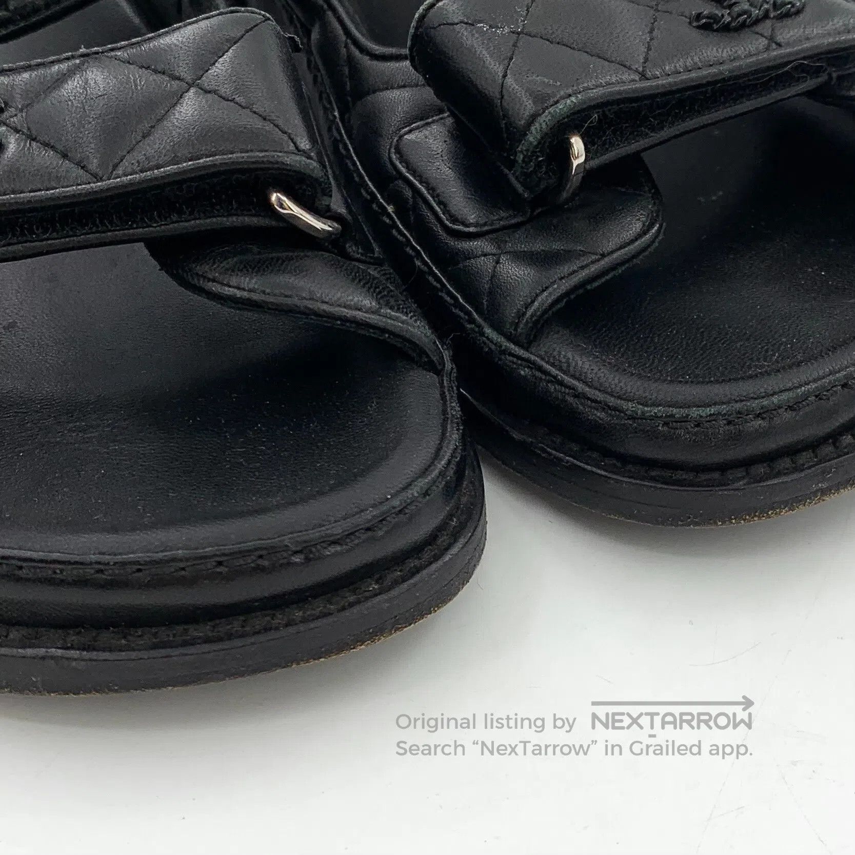 Chanel Chanel Black Logo Mark Magic Tape Casual Flat Sandals| Size US 7.5 / IT 37.5 - 9 Thumbnail