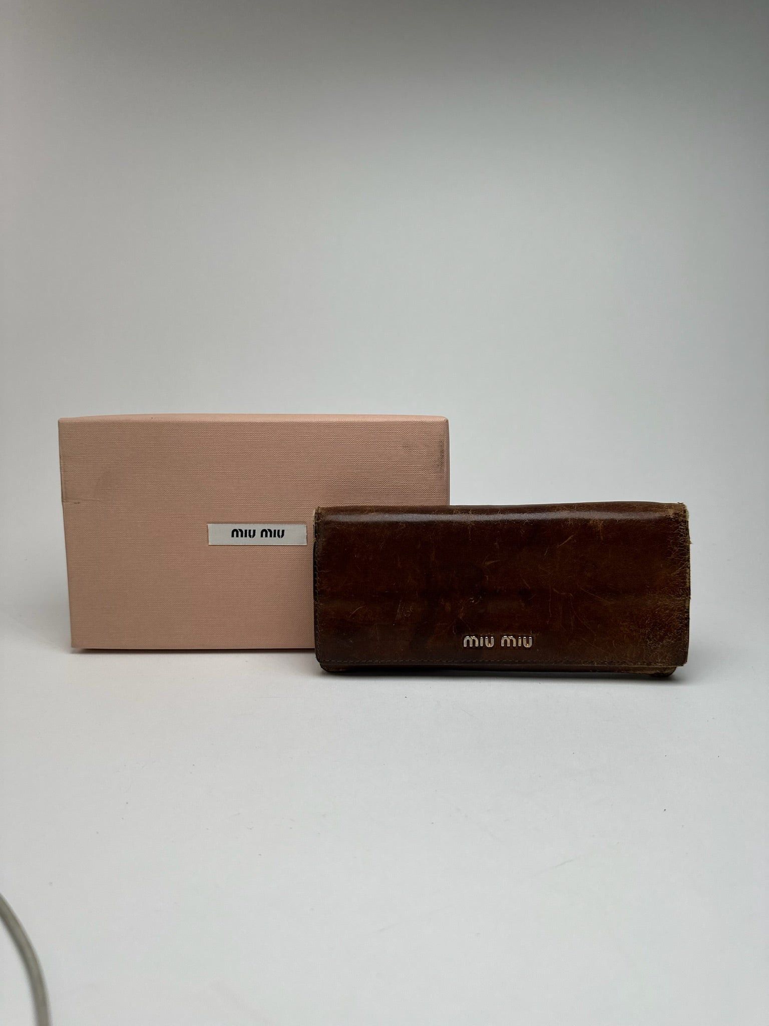 Miu Miu Vintage Leather wallet brown Size ONE SIZE - 1 Thumbnail