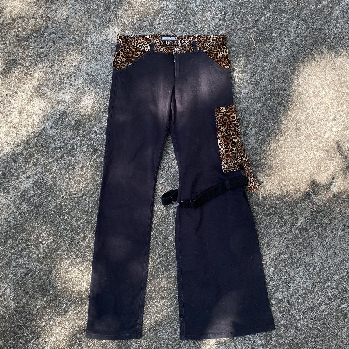 Japanese Brand × Seditionaries HUNDRED CLUB Y2K Punk Black Cargo Pants with Leopard Trim Size 32" / US 10 / IT 46 - 10 Thumbnail