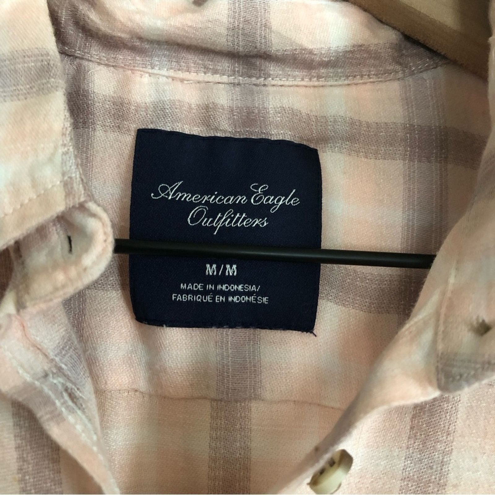 American Eagle Outfitters American Eagle Pink Brown Plaid Flannel Button Up Shirt Top Size M / US 6-8 / IT 42-44 - 6 Thumbnail