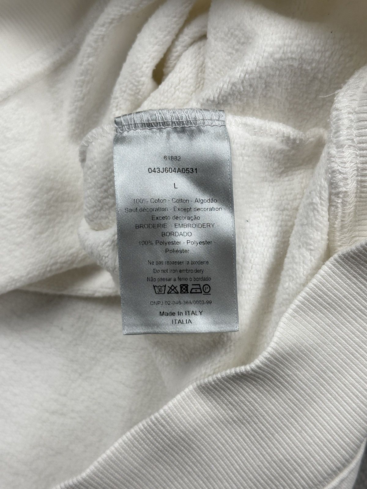 Dior Dior Safety Pin Embroidered Logo Sweatshirt White Lux Fleece Size US L / EU 52-54 / 3 - 8 Thumbnail
