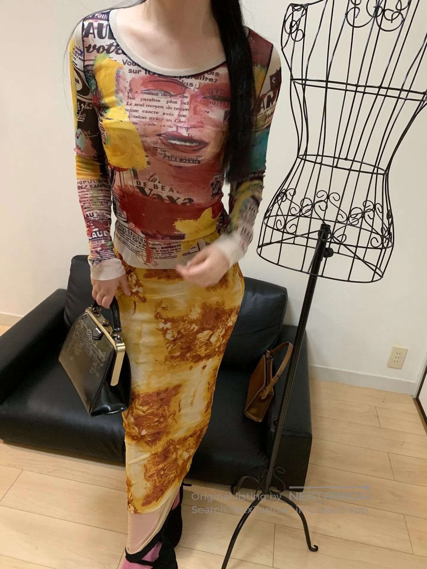 Jean Paul Gaultier Jean Paul Gaultier Mesh Portrait Print Top. Size M / US 6-8 / IT 42-44 - 1 Thumbnail