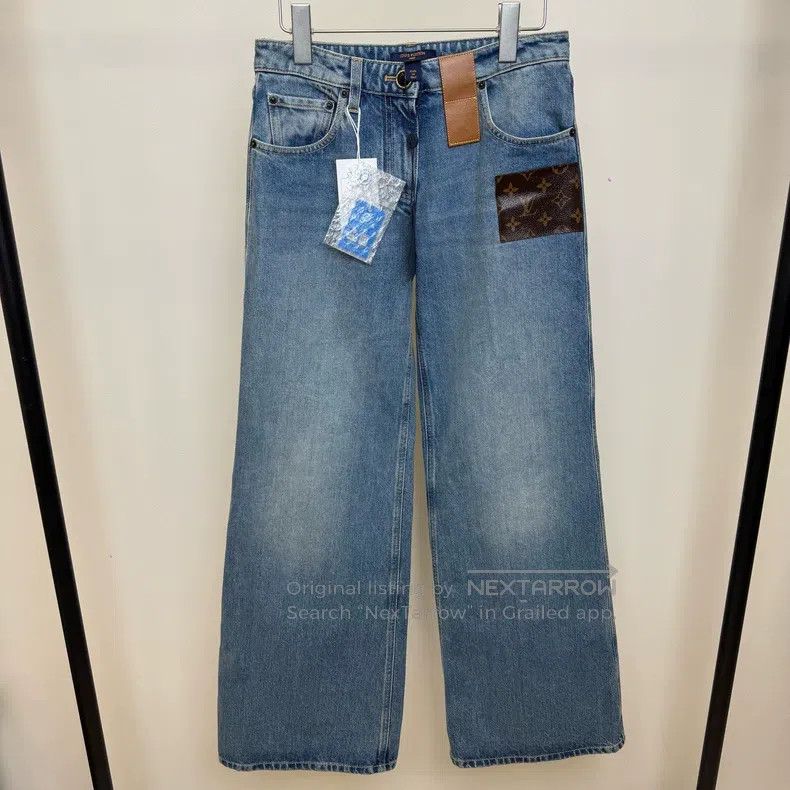 Louis Vuitton Louis Vuitton Washed Blue Leather Straight Leg Jeans Size US 36 / EU 52 - 1 Thumbnail