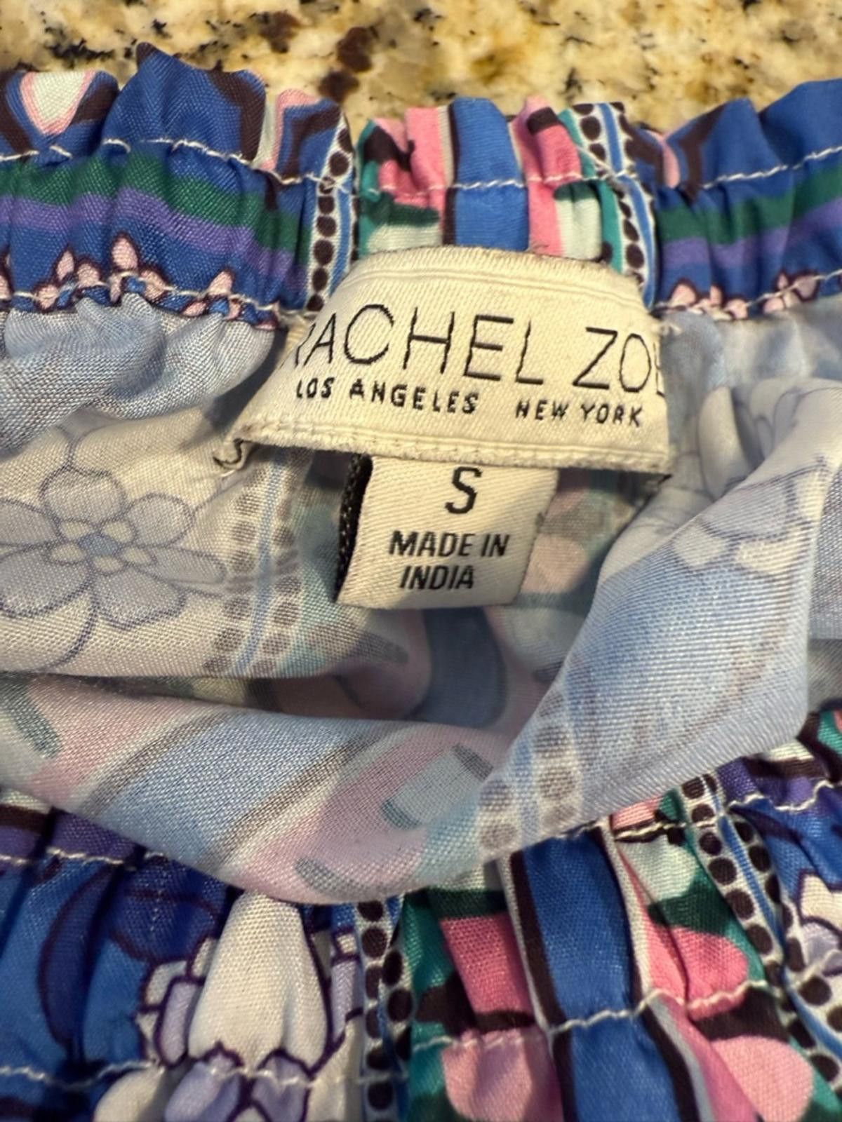 Other Rachel Zoe boho crop top blue multicolor puff sleeves SZ SM Size S / US 4 / IT 40 - 6 Thumbnail