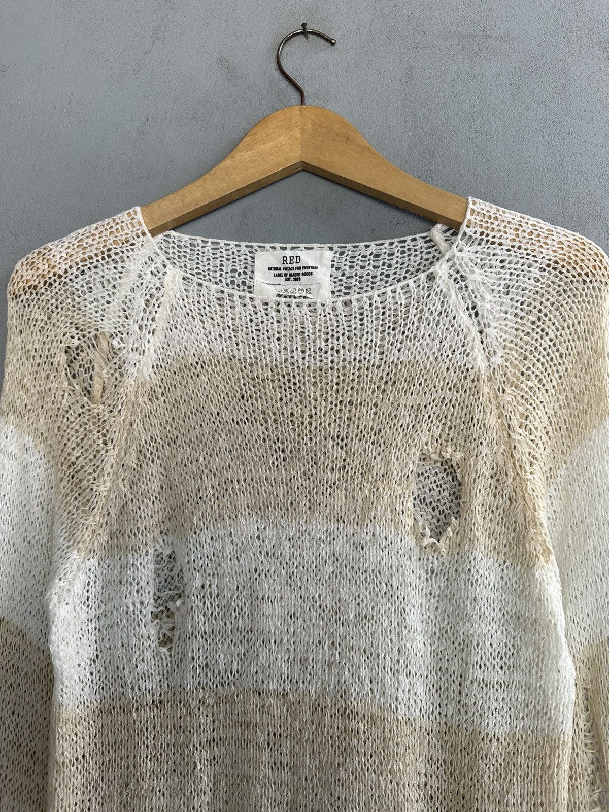 Beauty Beast × Hysteric Glamour × Japanese Brand Distressed Knit Fishnet Grunge RED Sweater Like Number Nine Size US M / EU 48-50 / 2 - 4 Thumbnail