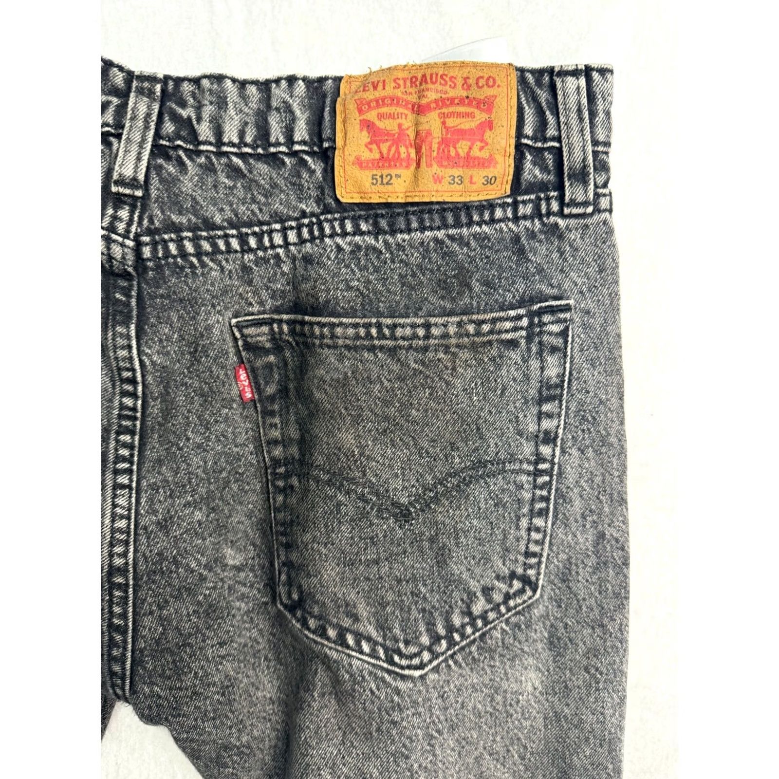 Levi's VINTAGE Levi's 512 Jeans Mens Black Acid Wash Denim Distressed Button Zip Closure 33x30 Slim Epics Size US 33 - 4 Thumbnail