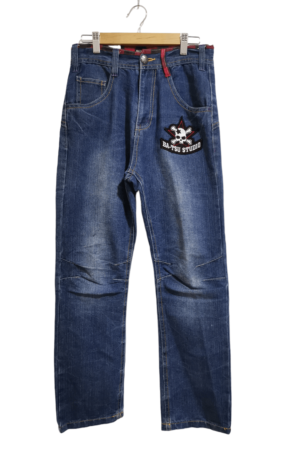 Japanese Brand × Vintage Skull Embroidery Japan Jeans BatsuStudio Lightning Wash Size US 28 / EU 44 - 1 Thumbnail