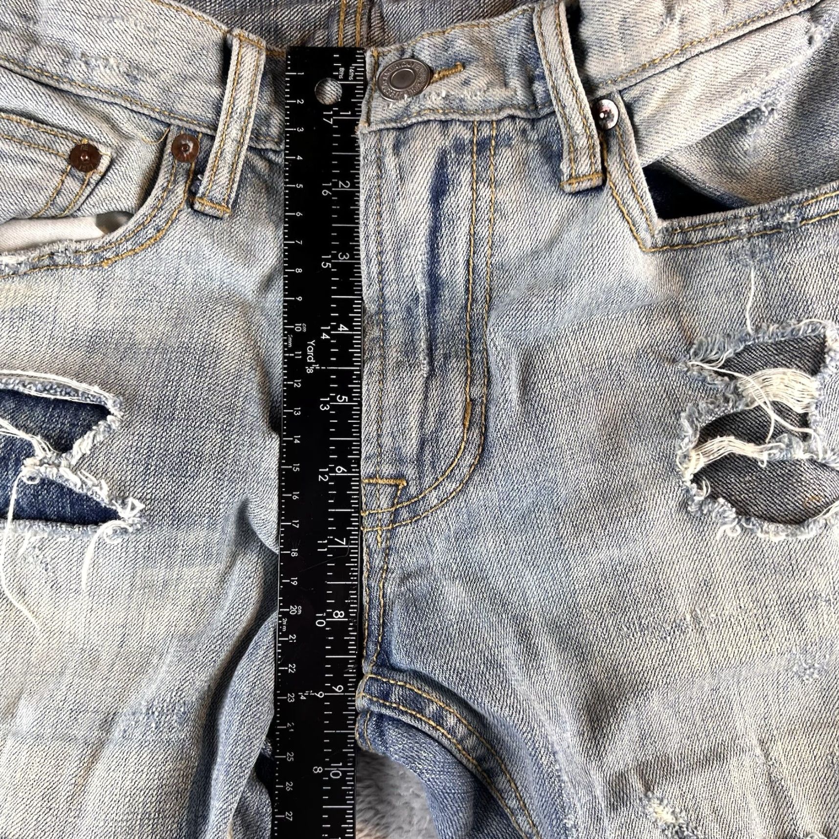 American Eagle Outfitters VINTAGE American Eagle Jeans Slim Straight Distressed Blue 30x30 Mens 90s Rock USA Grunge Style Jeans Size US 30 / EU 46 - 6 Thumbnail