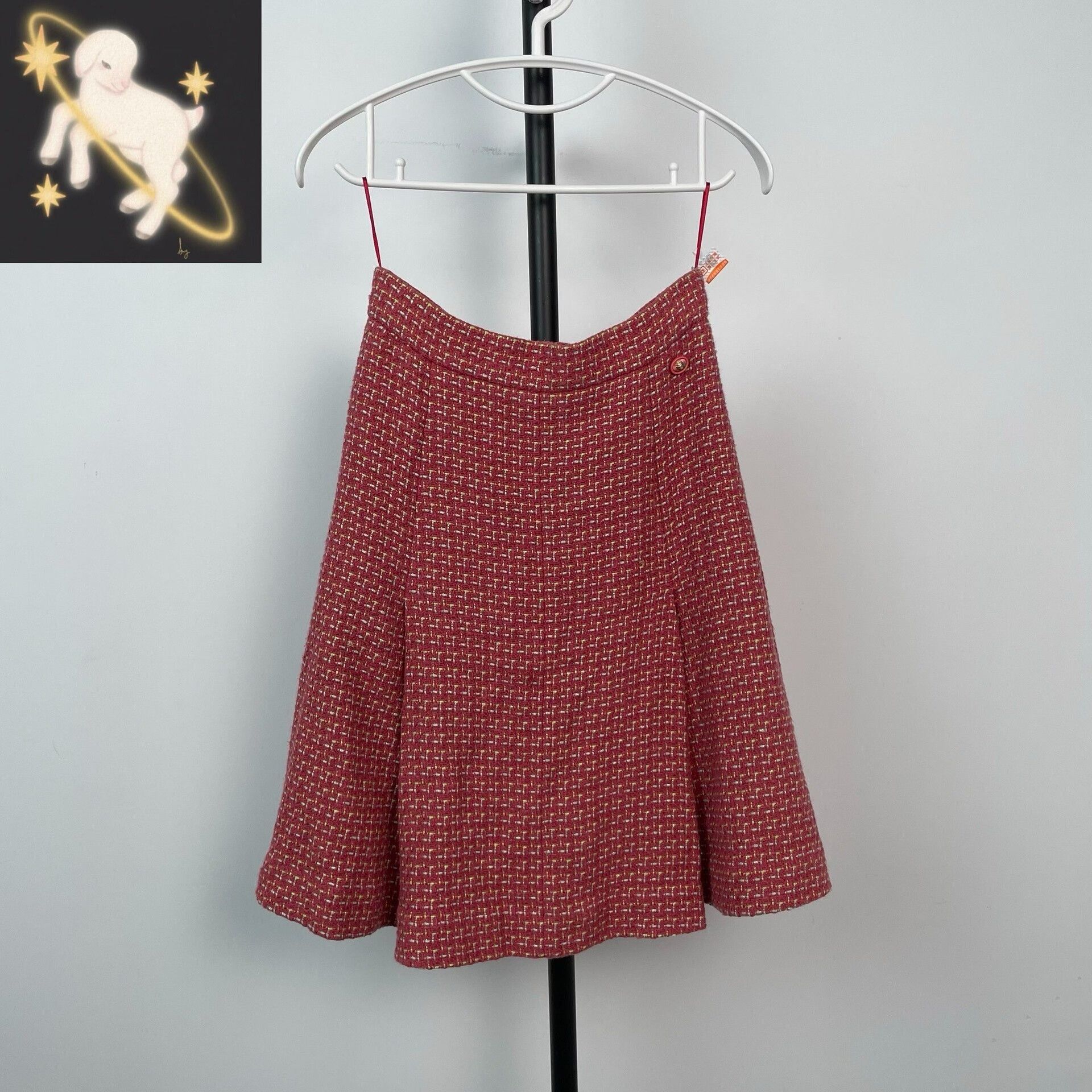 Chanel Chanel Red Tweed Pleated A-line Skirt Size 36" / US 14 / IT 50 - 1 Thumbnail
