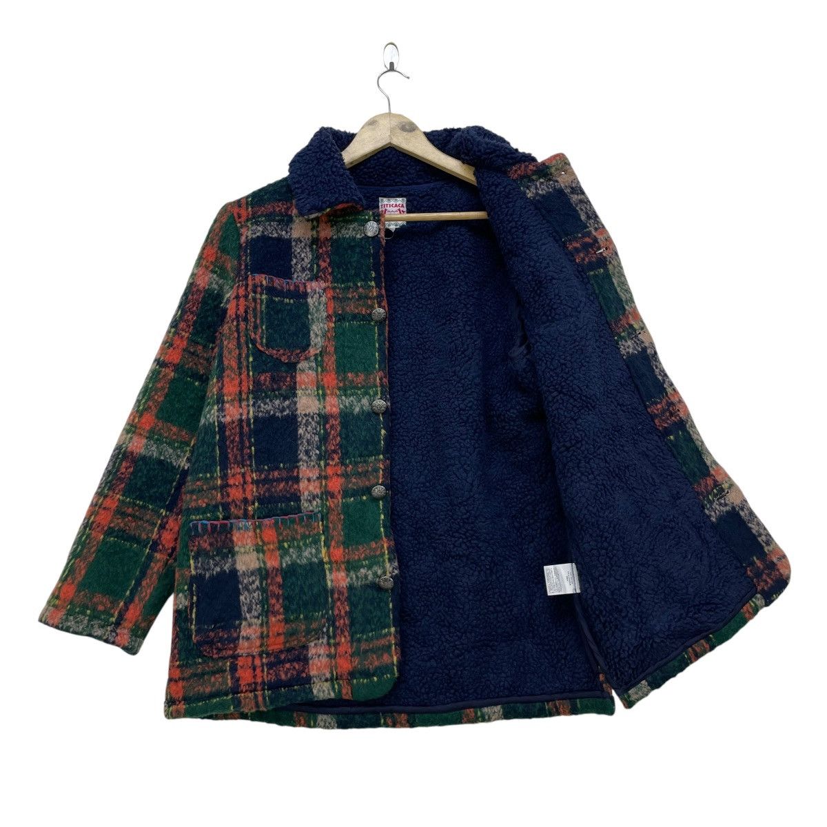 45rpm × Angel Blue × Japanese Brand 💥Vintage Titicaca Warm Colour Block Warm Jacket Size M / US 6-8 / IT 42-44 - 1 Thumbnail