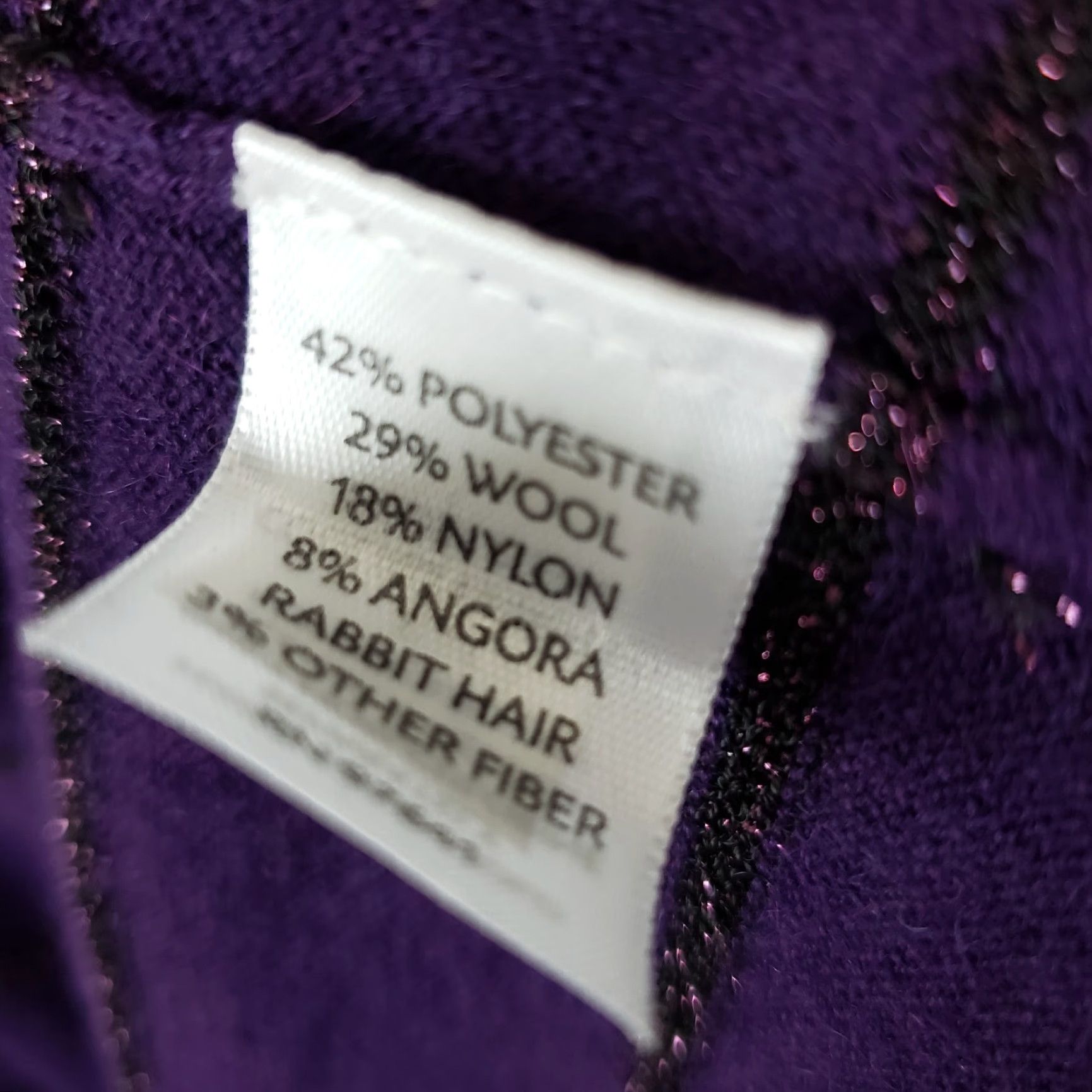 J. Jill J. Jill Womens Sweater Size M Purple Metallic Stripe Wool Blend Pullover, Angora Polyester Wool Size M / US 6-8 / IT 42-44 - 5 Thumbnail