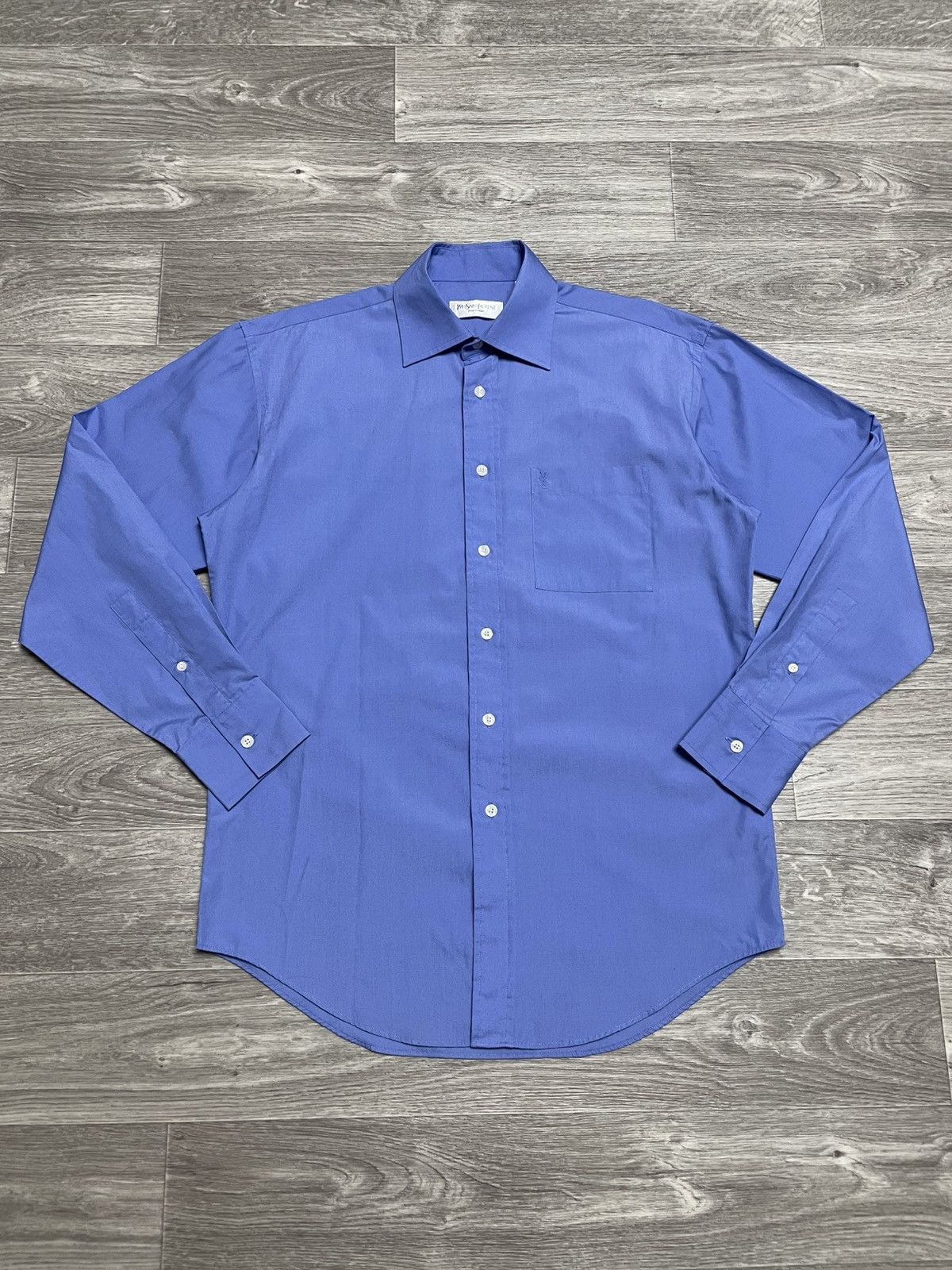 Yves Saint Laurent Vintage Yves Saint Laurent YSL Blue Long Sleeve Shirt Button Size US L / EU 52-54 / 3 - 1 Thumbnail