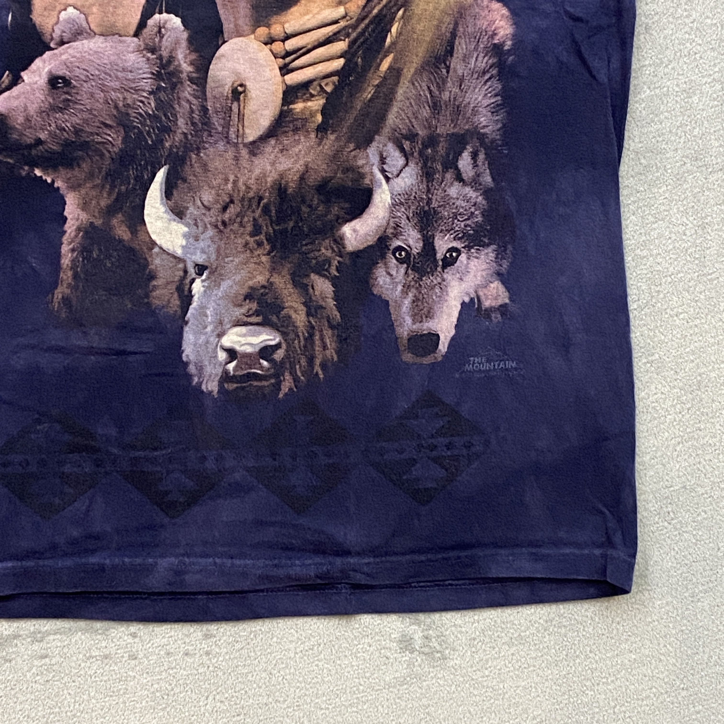 The Mountain × Vintage Y2K T Shirt Men XL VANISHING NATIVE WILDLIFE Blue Tie Dye Size US XL / EU 56 / 4 - 8 Thumbnail