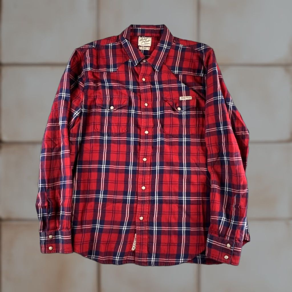 Lucky Brand Lucky Brand Flannel Plaid Shirt Mens L Red Pearl Snap Buttons Western Cowboy Shirt Size US L / EU 52-54 / 3 - 1 Thumbnail