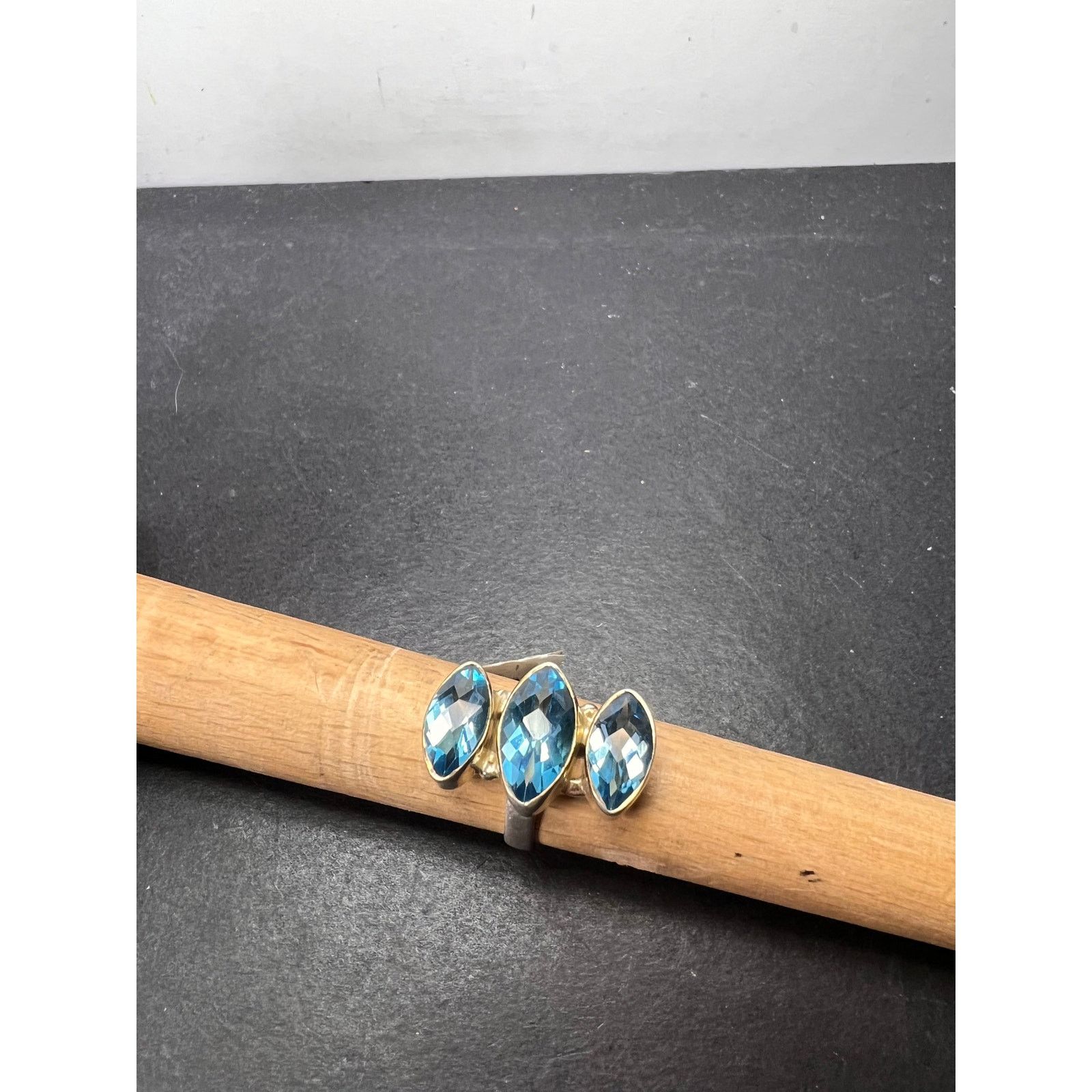 Other NEW WT Blue topaz triple stone sterling silver ring size 6 Size ONE SIZE - 10 Thumbnail