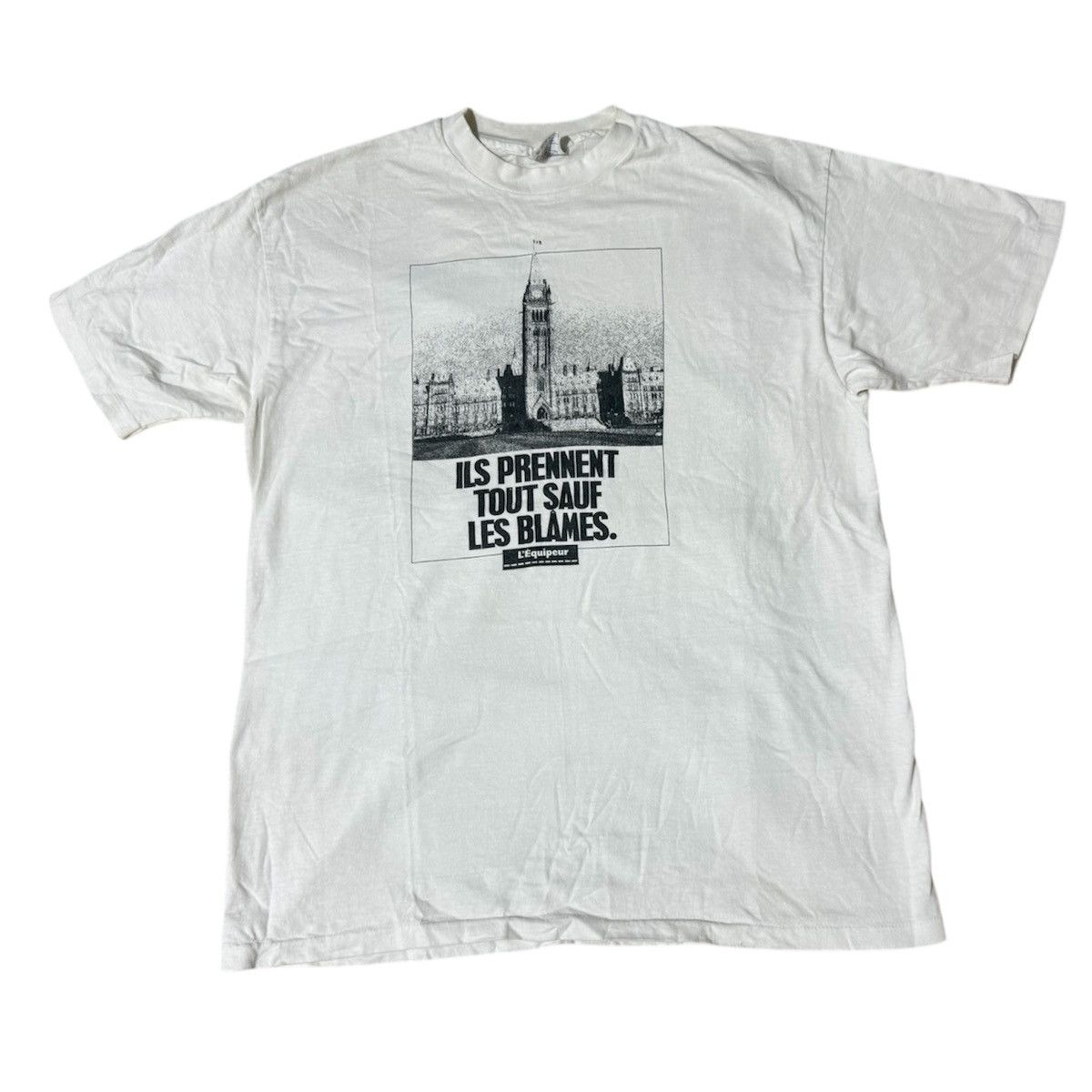 Vintage Vintage 90s L'Équipeur T Shirt Size US XL / EU 56 / 4 - 1 Thumbnail